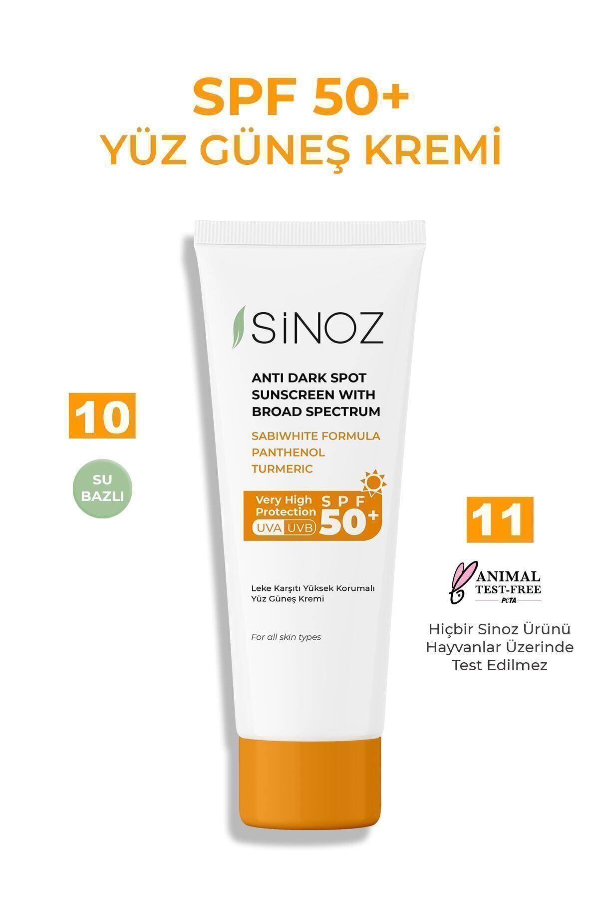 Sinoz Spf 50 Leke Karşıtı Yüksek Koruyucu Yüz Güneş Kremi 50 ml Normal Ve Kuru Ciltler Için