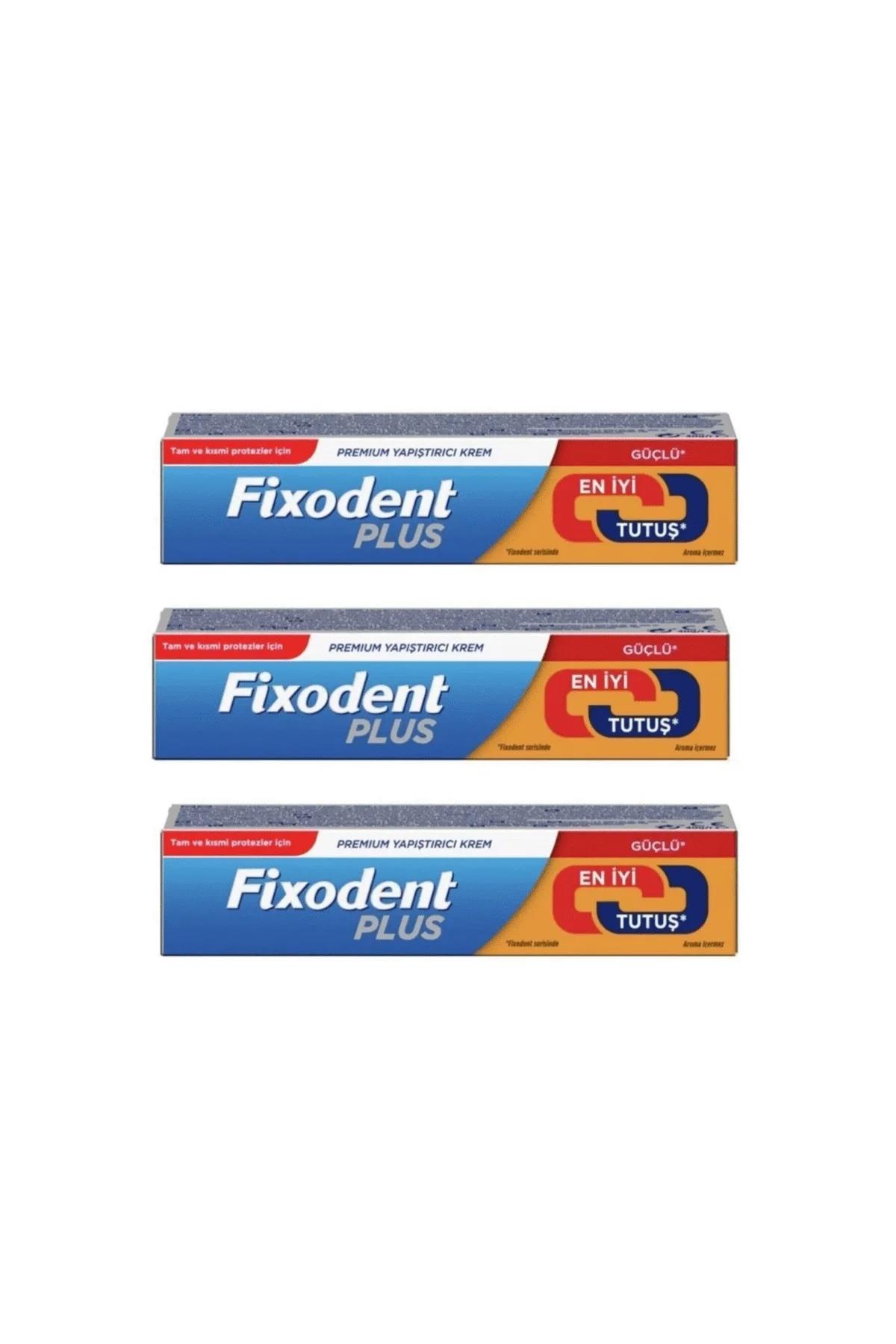 Fixodent Plus En Iyi Tutuş Diş Protez Yapıştırıcı Krem 40 gr X 3 Adet ...