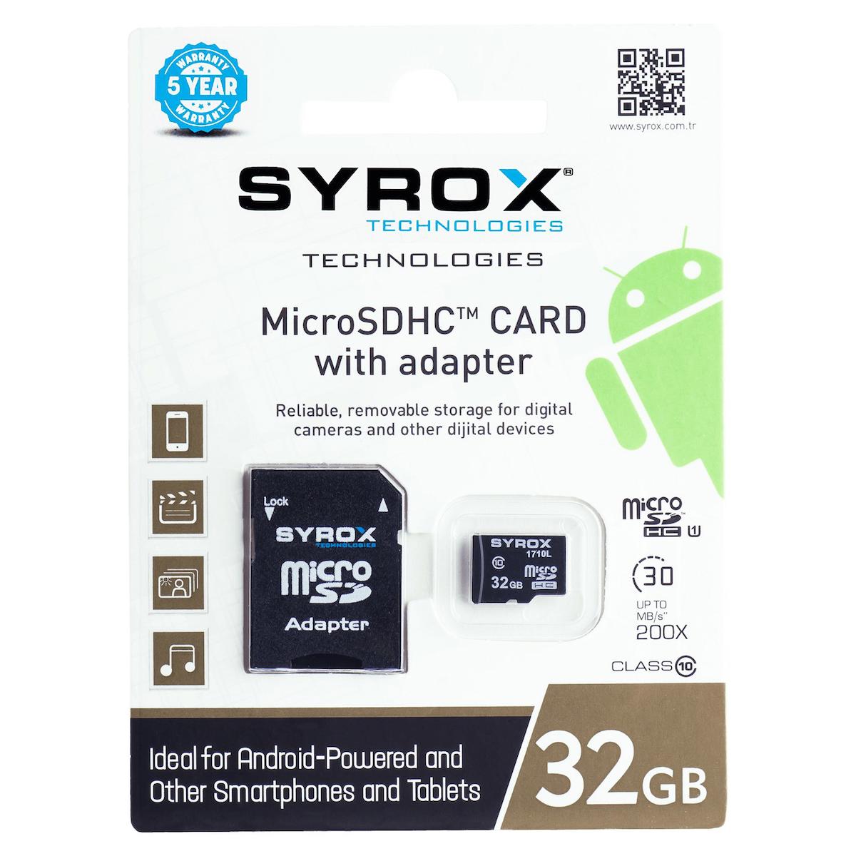 Syrox 32 GB Micro Sd Card Hafıza Kartı & Adaptörü Class 10 MC32