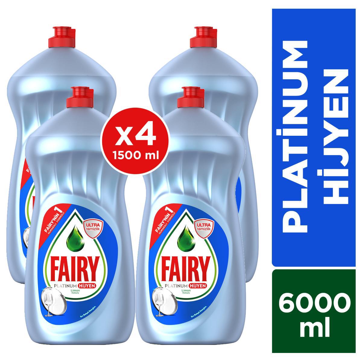 Fairy Platinum Hijyen 6000 ml ( 1500 x 4 ) Sıvı Bulaşık Deterjanı Fırsat Paketi