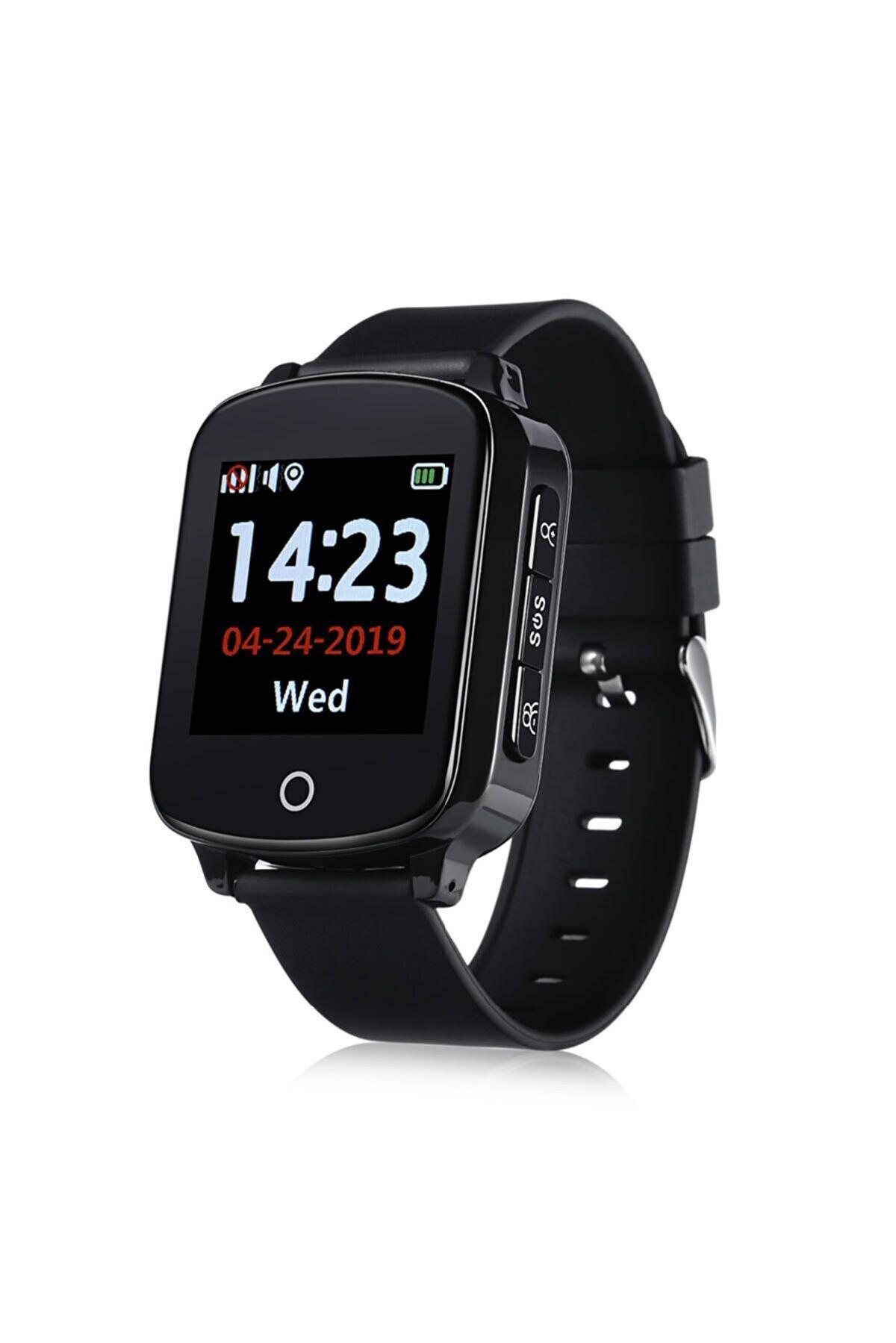 Tsmart Twatch Suya Dayanıklı Akıllı Yetişkin Alzheimer GPS Takip Saati Siyah