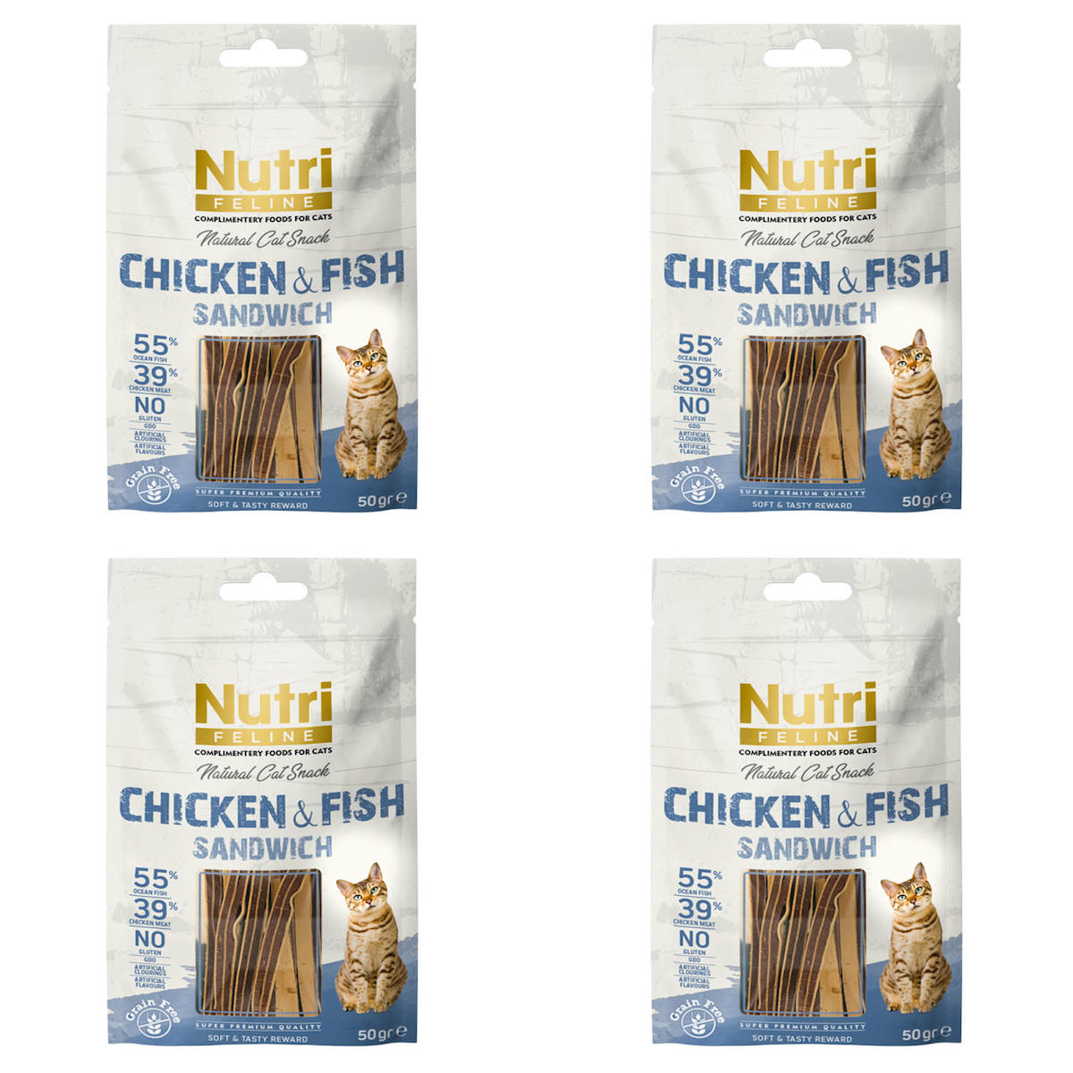 NF Tavuk&Balık Etli Sandvic Tahılsız Nutri Feline 50Gr Kedi Ödülü