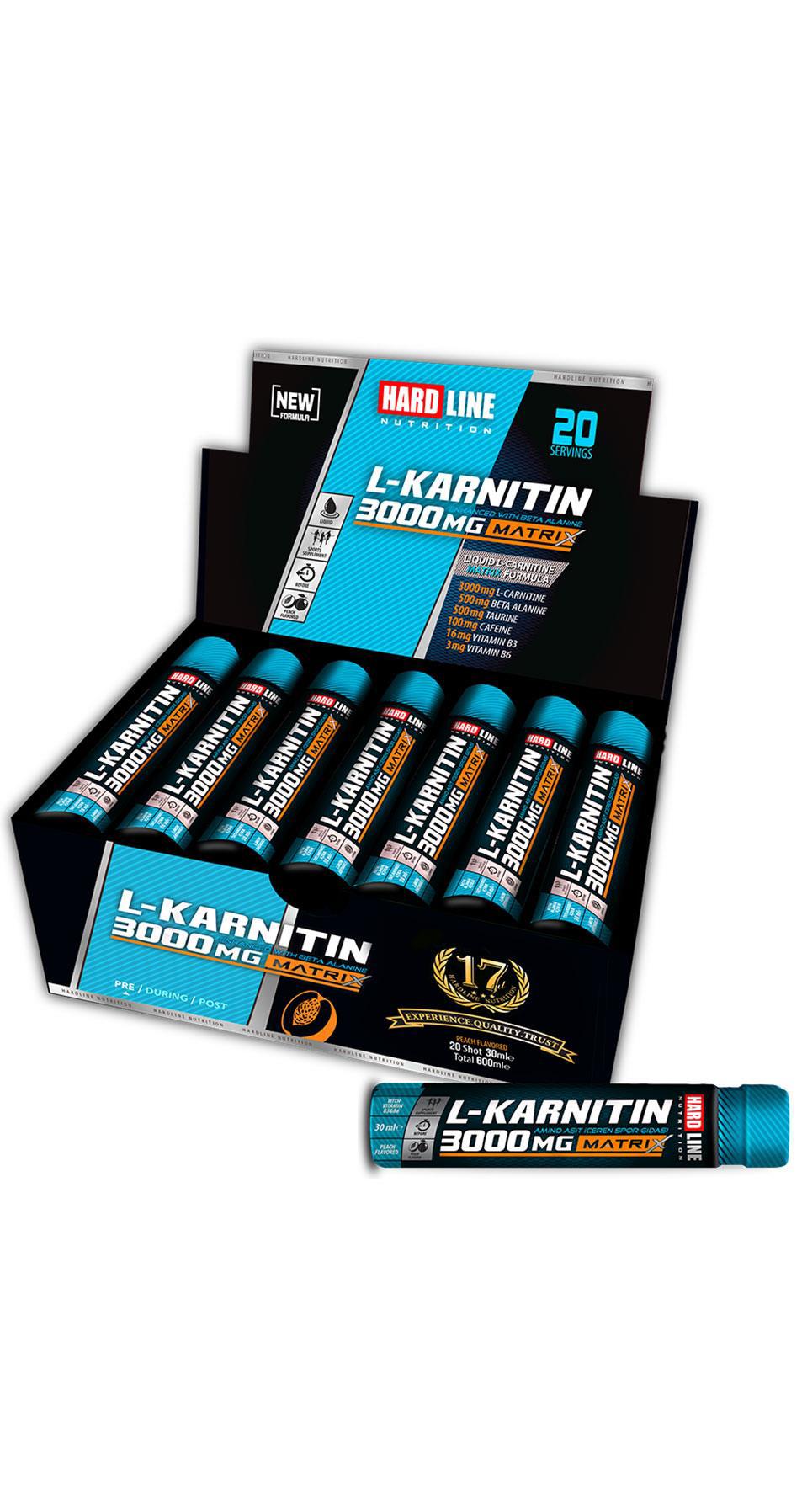 Hardline L-Karnitin Matrix 3000 Mg 20 Ampul - ŞEFTALİ