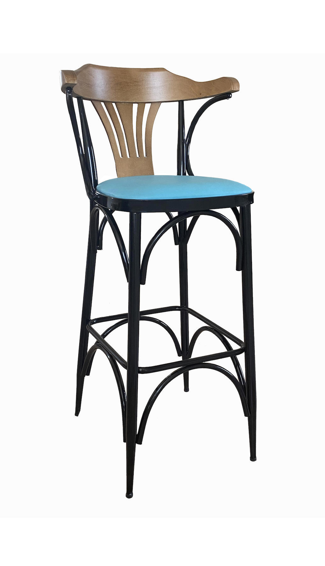Ada Bar Sandalyesi 75 Cm. Oturum - 108 Cm. Boy Metal Ayaklı Sandalye Mavi