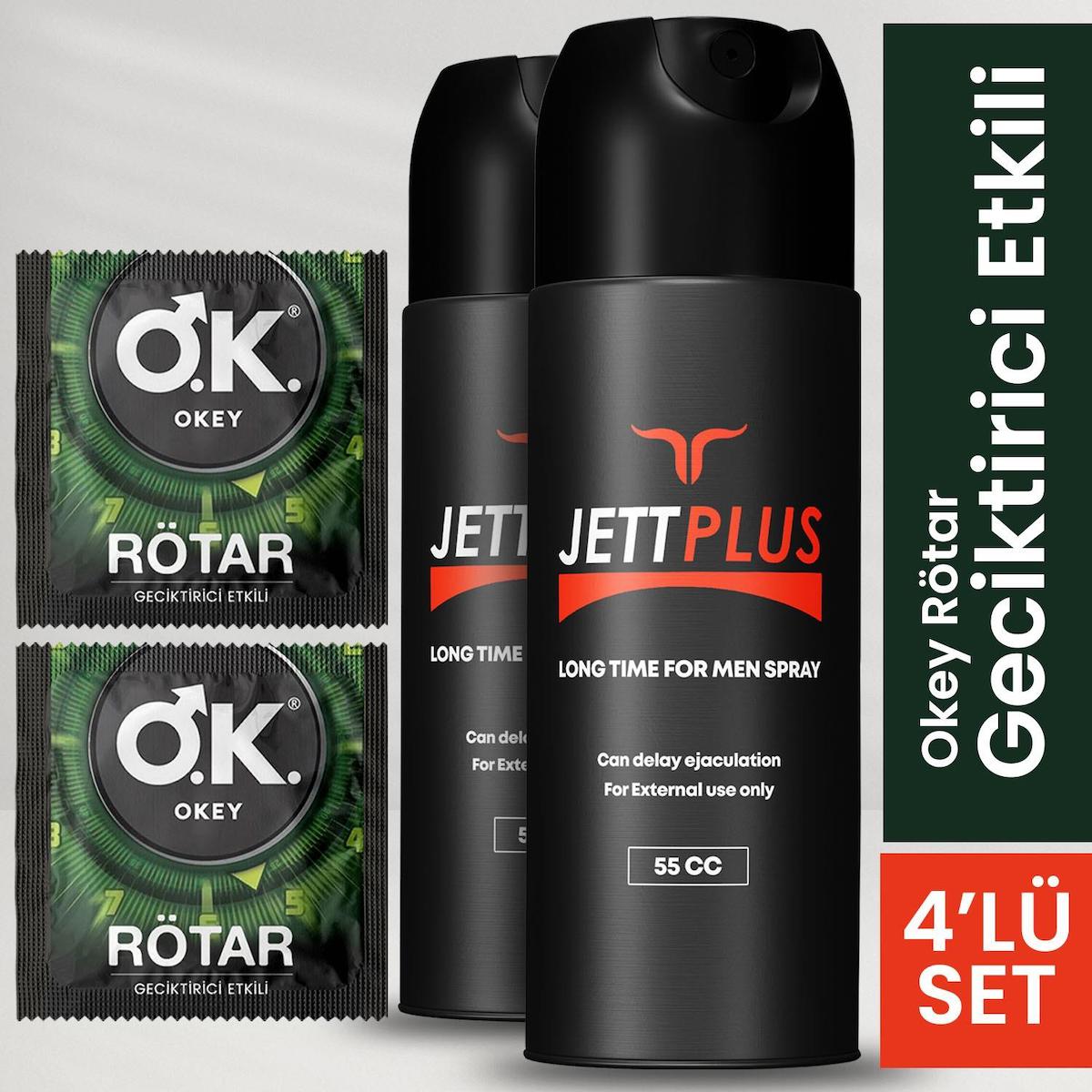 Jettplus Erkeklere Özel Geciktirici Etkili Sprey 2 Adet + 2 Adet Tek Kullanımlık Geciktirici Etkili Prezervatif