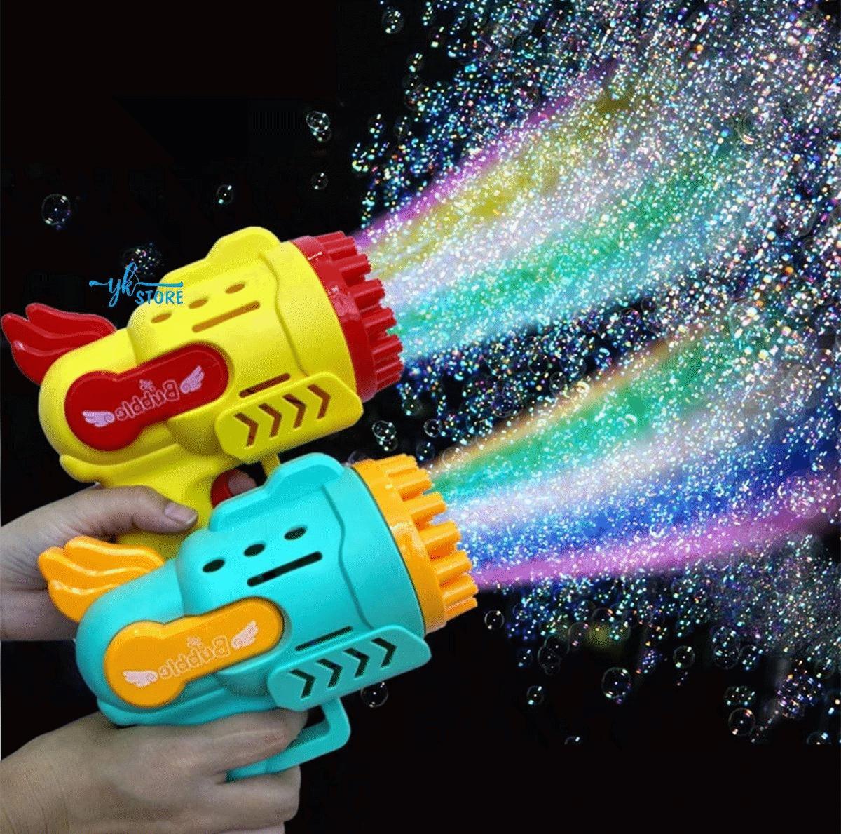 Işıklı Pilli Köpük Baloncuk Makinesi Tabancası Yeni Tasarım Bol Köpük Süper Bubble Gun