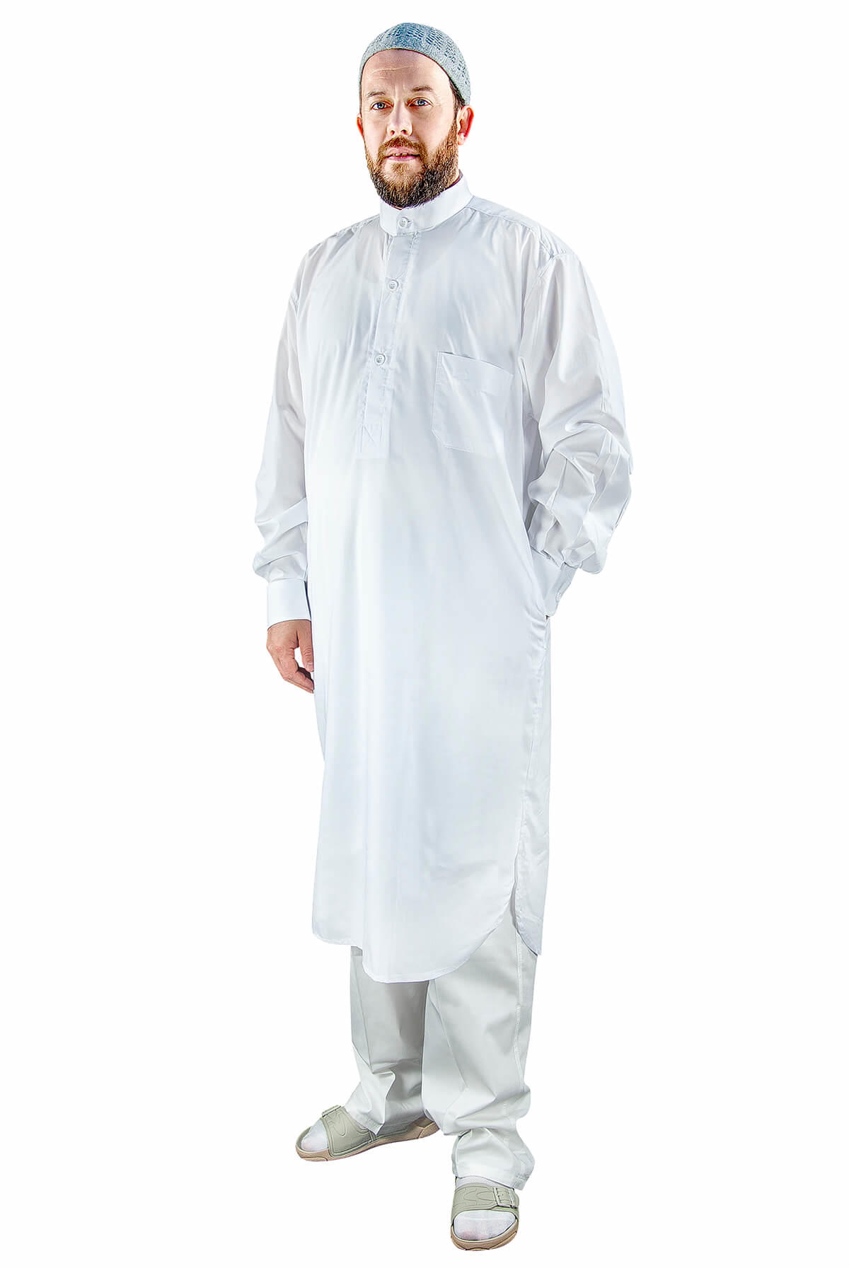 Umre ve Hac Kıyafeti Afgan Takımı - Beyaz