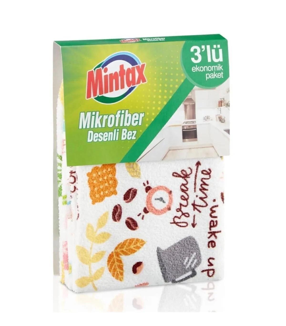 Mintax Mikrofiber Desenli Bez 3'lü Ekonomik Paket