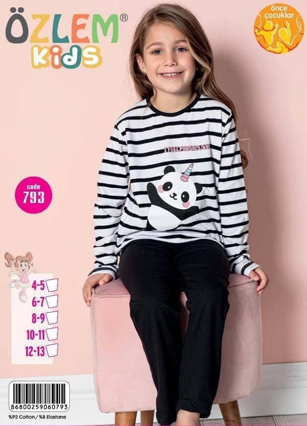Özlem Kız Çocuk Uzun Kollu Pijama Takımı 793