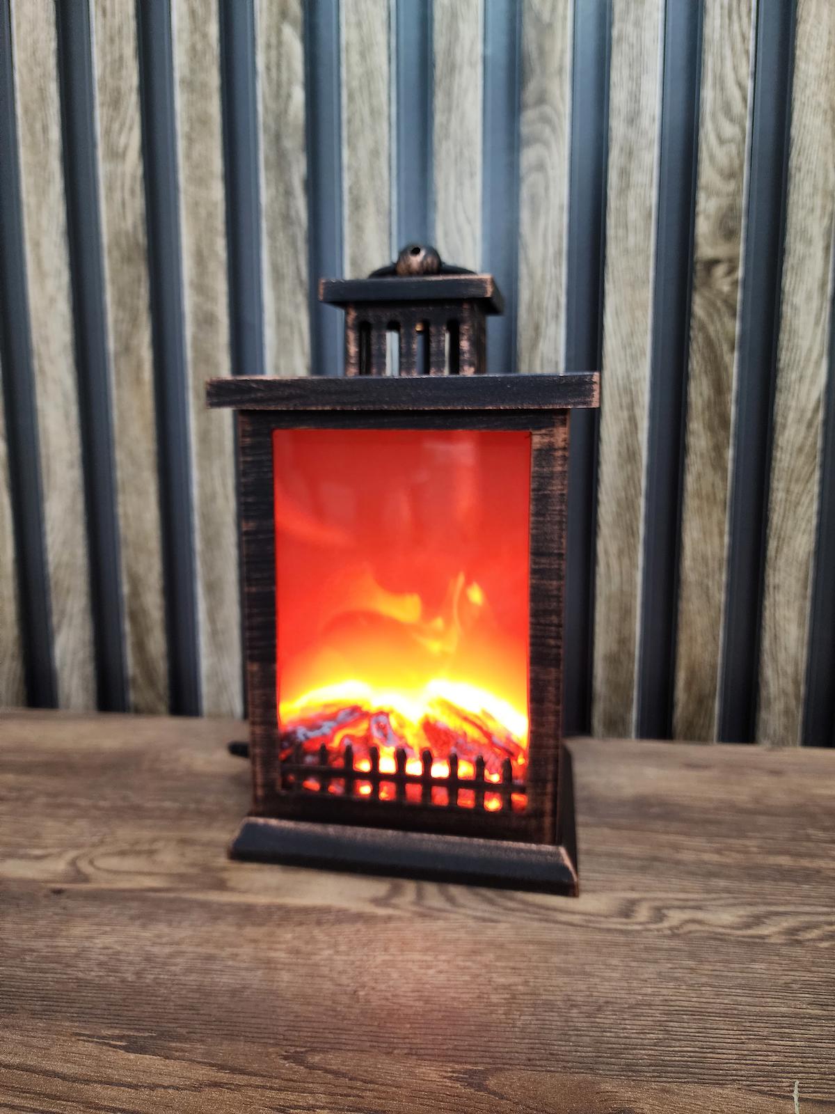 ledlı yanan şömine efekti