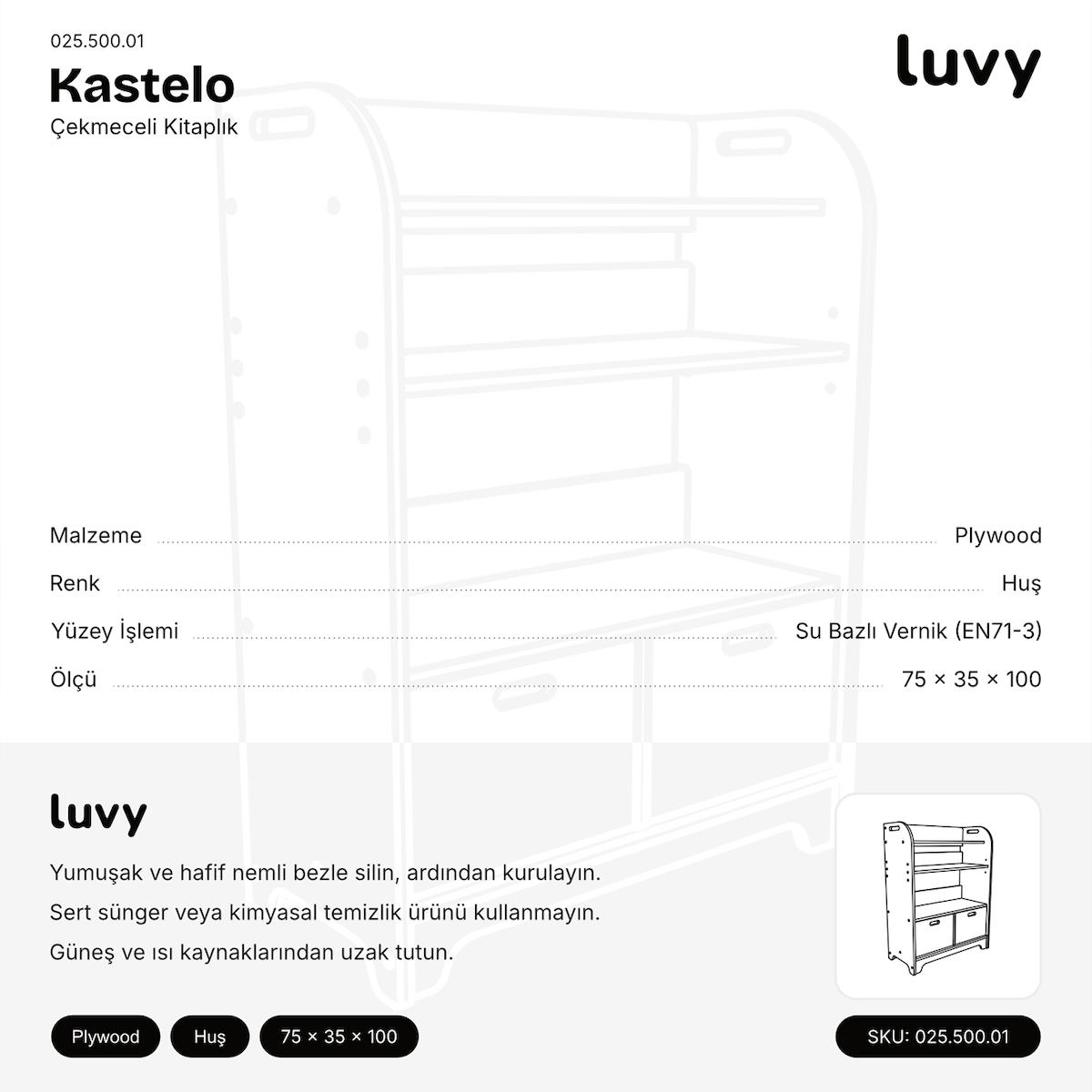 Luvy Kids Furniture Kastelo Çekmeceli Kitaplık Etiket