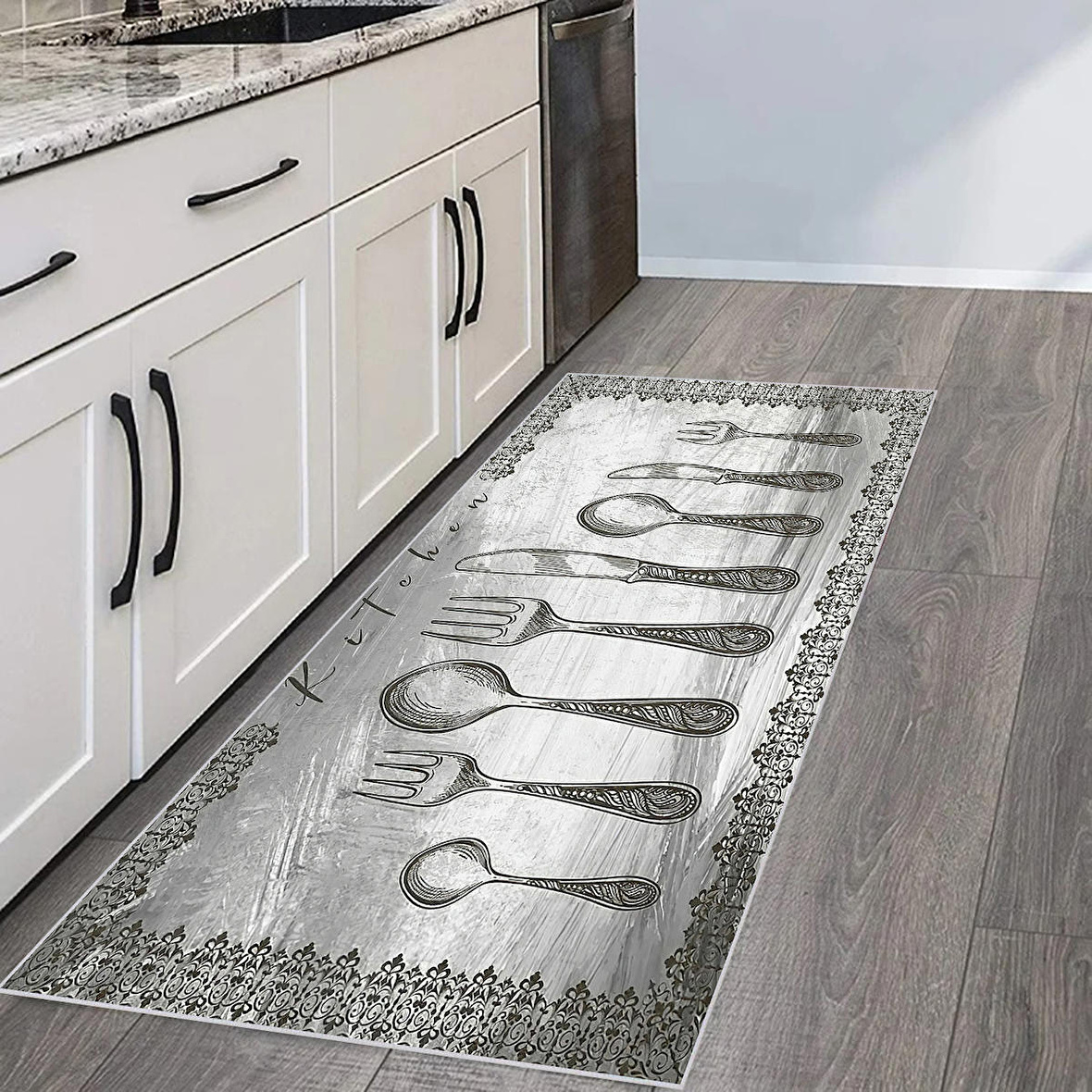 Dijital Baskı Yıkanabilir Kaymaz Taban Mutfak Halısı Ve Yolluk RVG2078