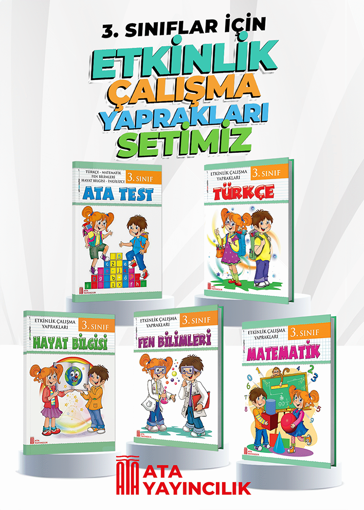 3. Sınıf Etkinlik Çalışma Yaprakları 5'li Set (Türkçe-Matematik-Fen Bilimleri-Haya Bilgisi-Ata Test)