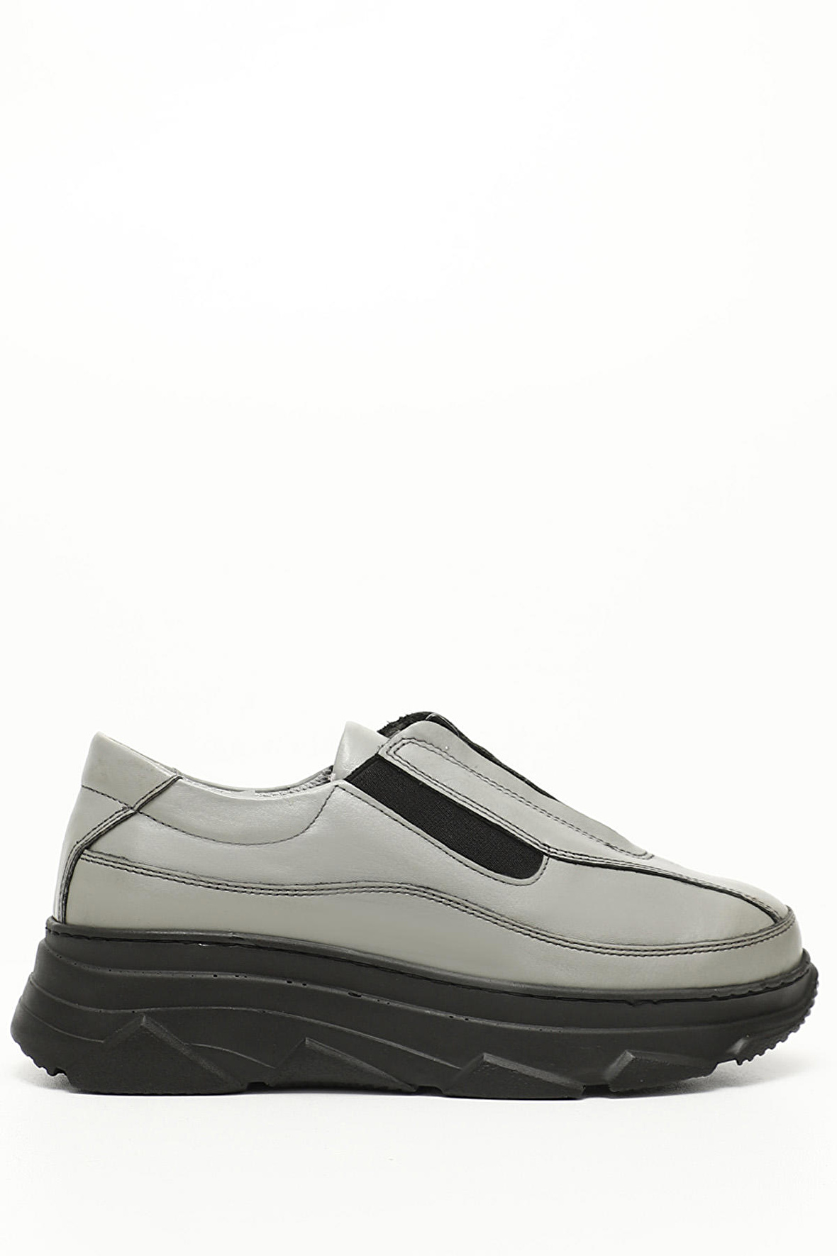 GRİ Gön Hakiki Deri Yuvarlak Burun Dolgu Taban Fermuarlı Kadın Sneaker 24252