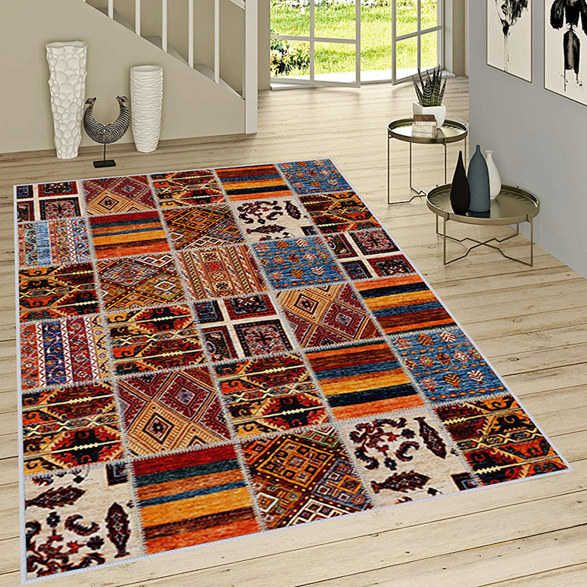 Dijital Baskı Yıkanabilir Kaymaz Taban Salon Halısı Ve Yolluk RVG1530-HT1518
