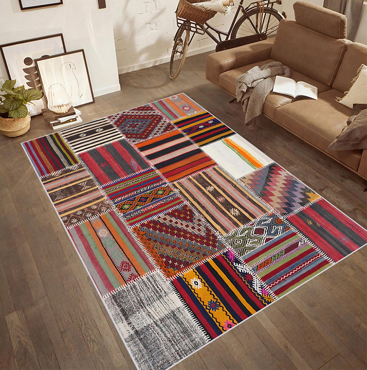 Dijital Baskı Yıkanabilir Kaymaz Taban Salon Halısı Ve Yolluk RVG0454