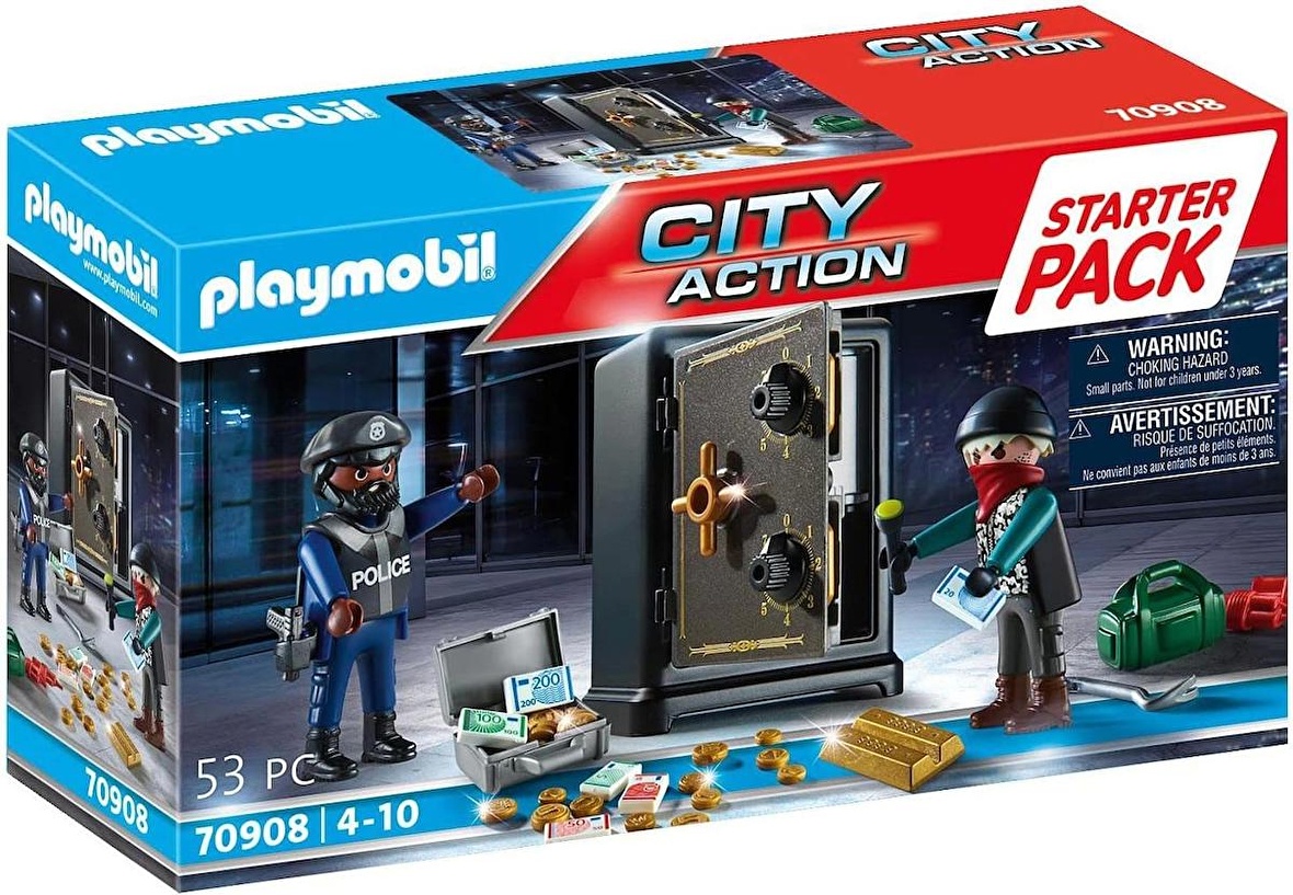 Playmobil 70908 Şehir Aksiyonu Polis Banka Soygunu Başlangıç Paketi, eğlenceli yaratıcı rol yapma, oyun seti, 4 yaş ve üzeri çocuklar için uygundur