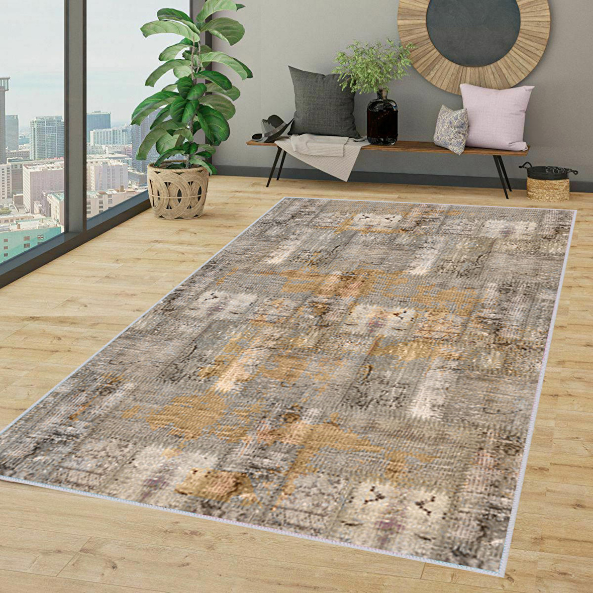Dijital Baskı Yıkanabilir Kaymaz Taban Salon Halısı Ve Yolluk RVG1388-HT-982
