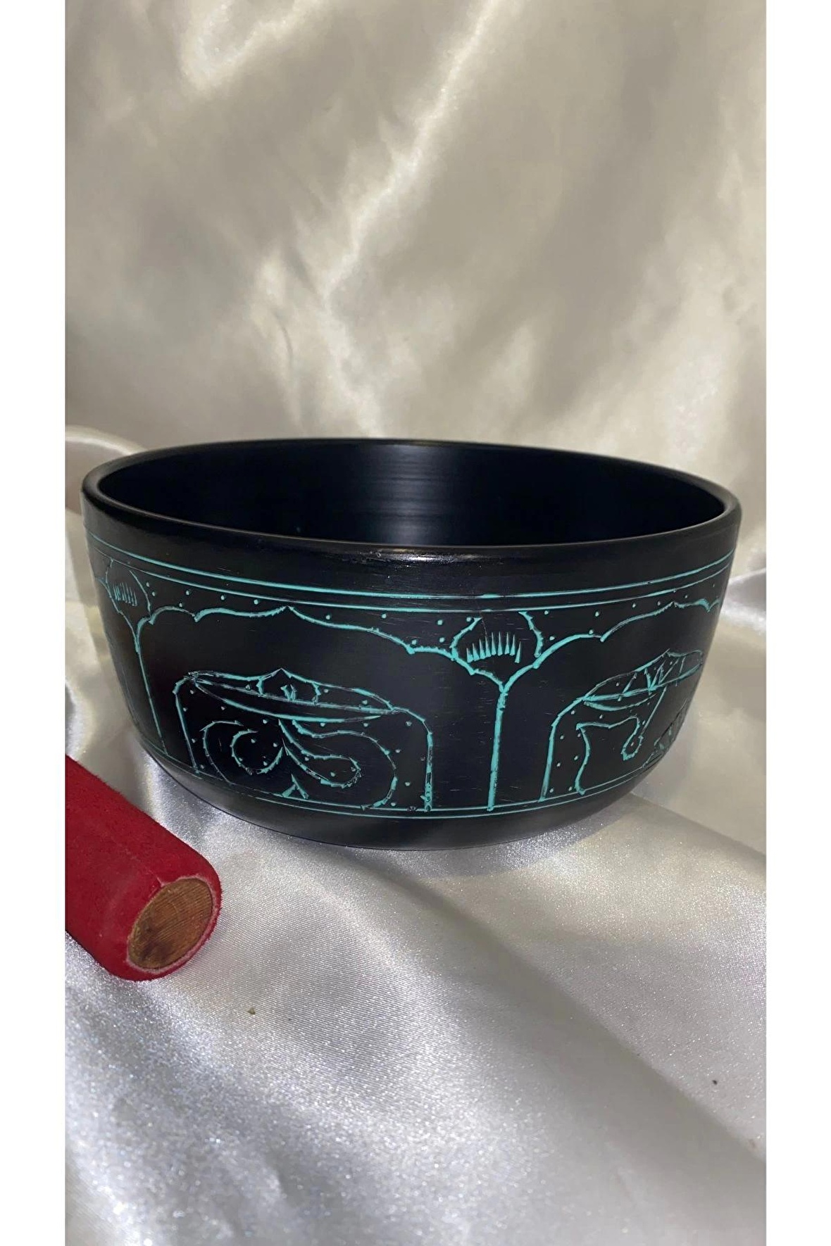 Tibet Çanağı Çanı Kasesi Meditasyon Çanı Yoga Çanı Tibet Singing Bowl 7 Element 19 Cm Çap Siyah