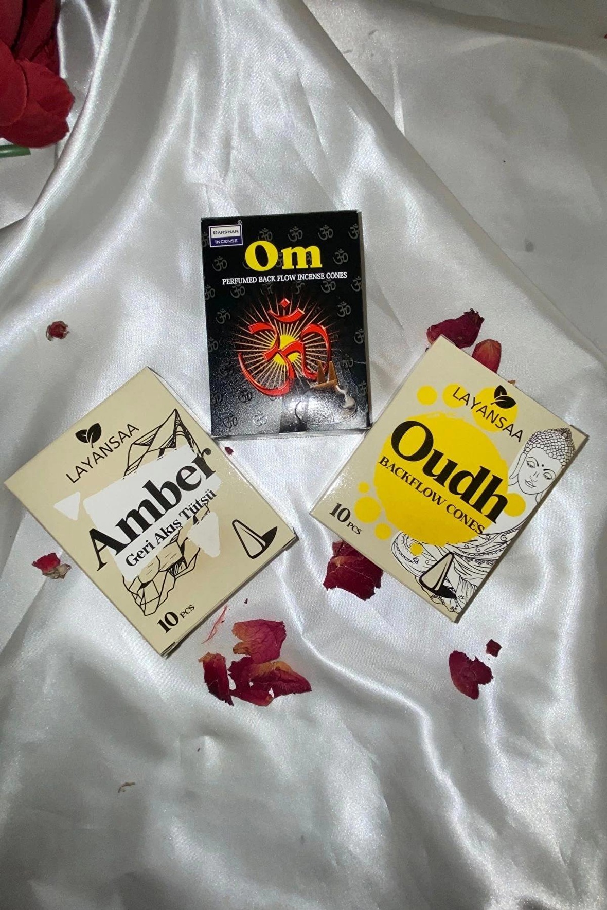 Organik Tütsü Seti Geri Akış Back Flow Şelale 3d Tütsü Doğal Kokulu Aum Om  Audh