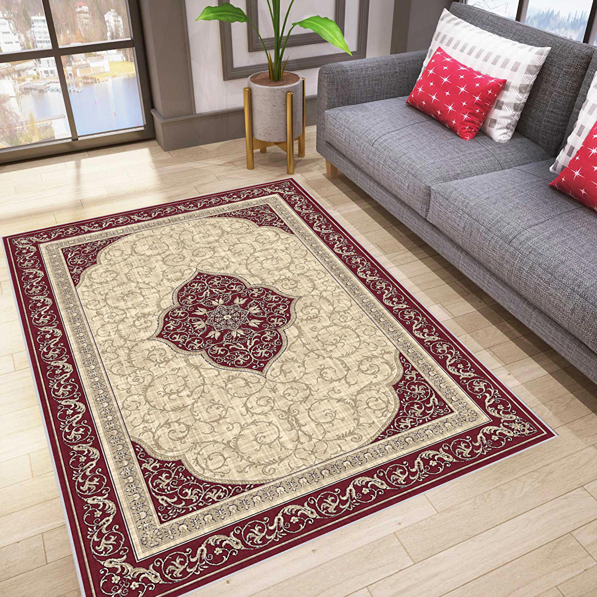 Dijital Baskı Yıkanabilir Kaymaz Taban Salon Halısı Ve Yolluk RVG0786