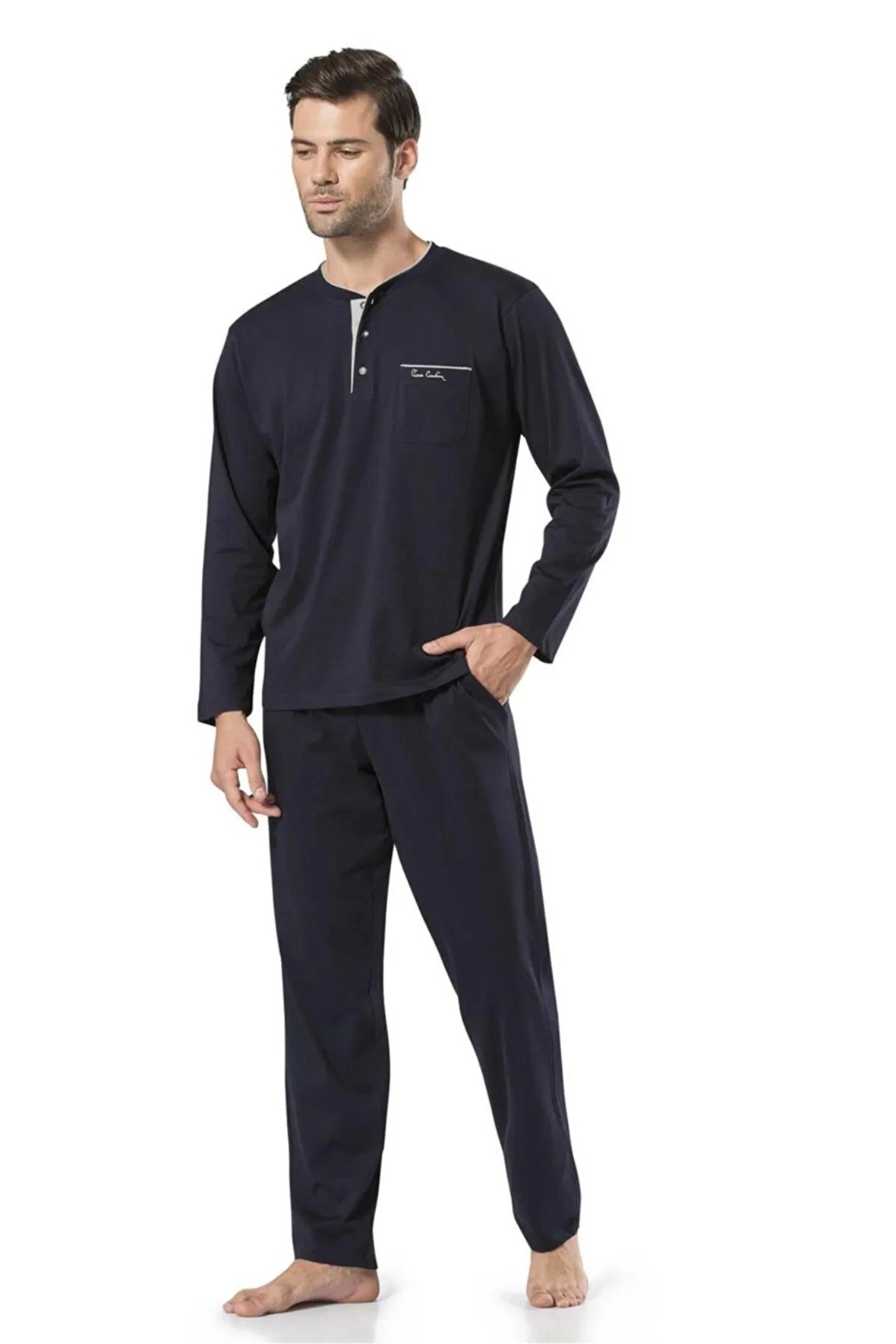 Pierre Cardin Penye Pijama ve Robdöşambr 5'li Çeyiz Seti 5560 - Lacivert
