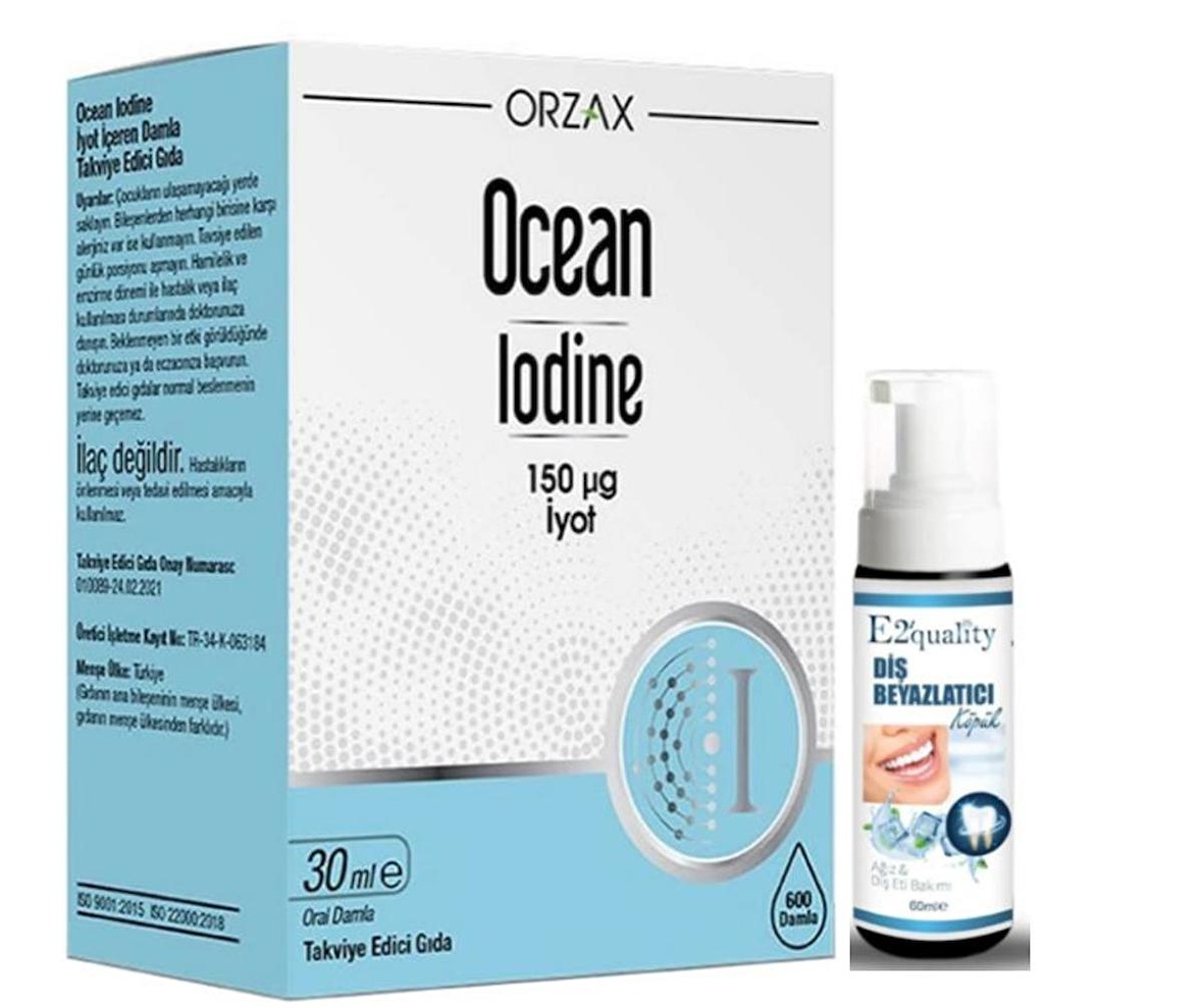 Orzax Ocean Iodine 150 μg İyot Takviye Edici Gıda 30 ml - Diş Beyazlatıcı Köpük Hediye