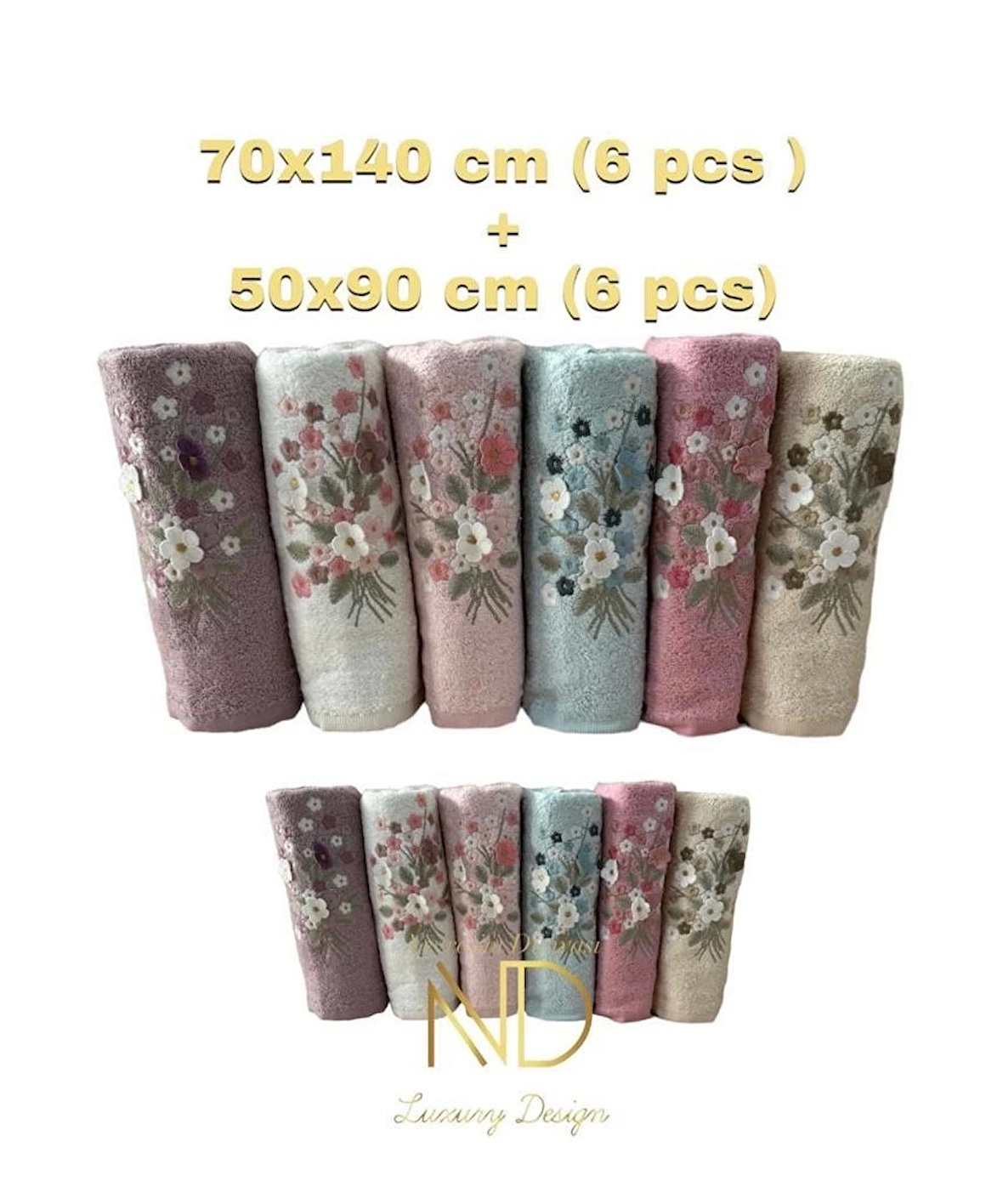 NH Mimoza Fitilli 6'lı havlu 50x90cm + 70X140 cm 6 Adet