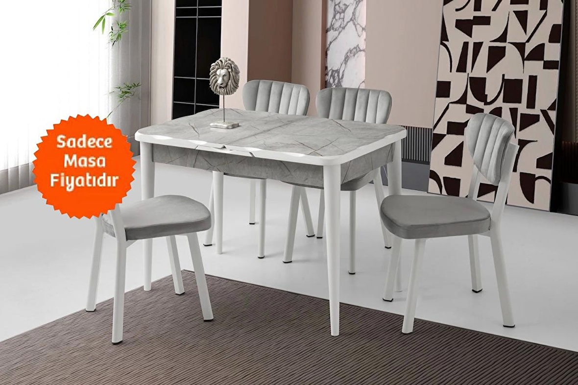 Ortadan Açılır Büyüyen Yemek Masası Mermer Desenli 70x110cm SADECE MASA FİYATIDIR