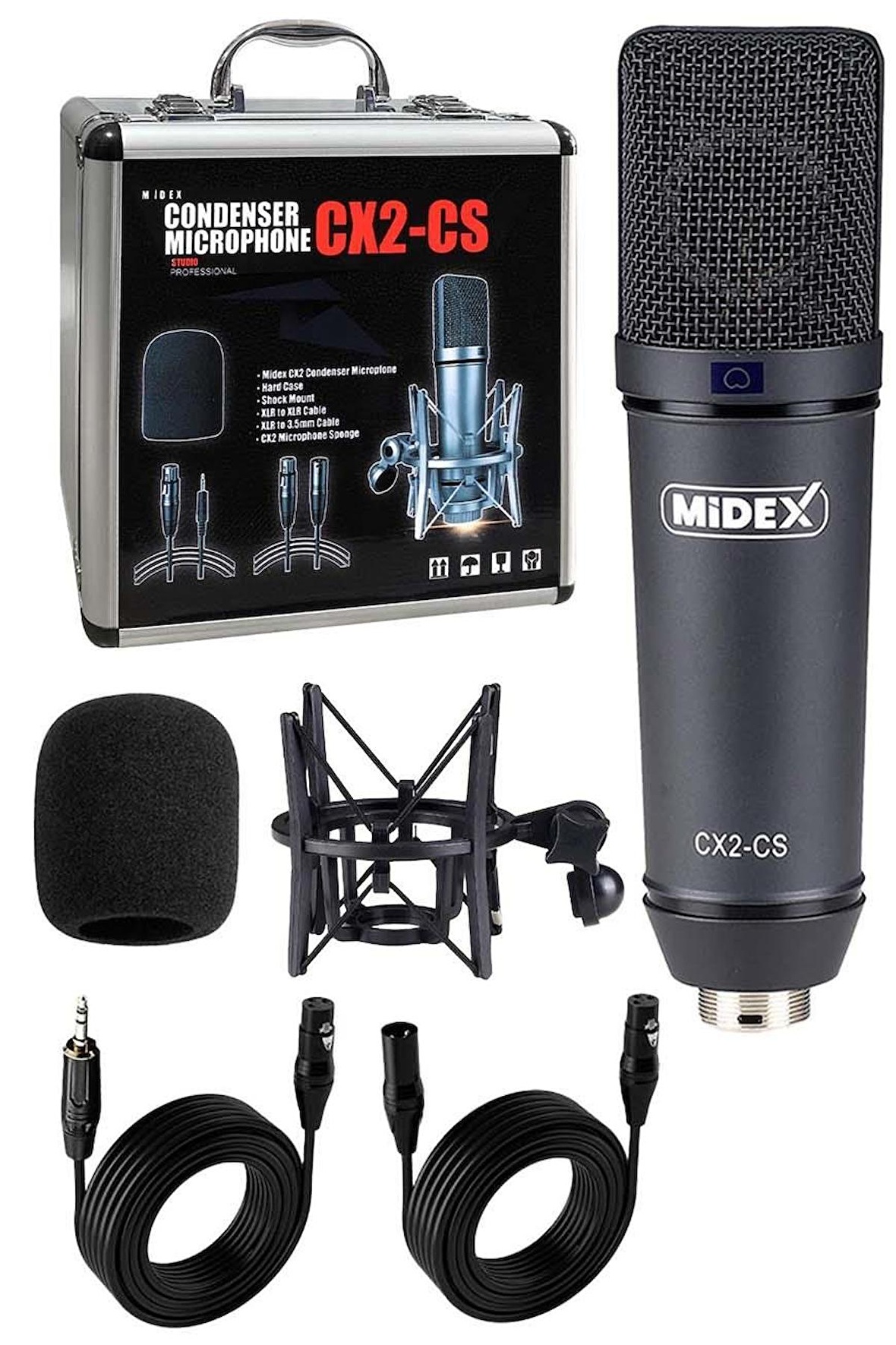 Midex CX2 Yüksek kaliteli Condenser Stüdyo Ses Kayıt Mikrofon Seti Geniş DiyaframM