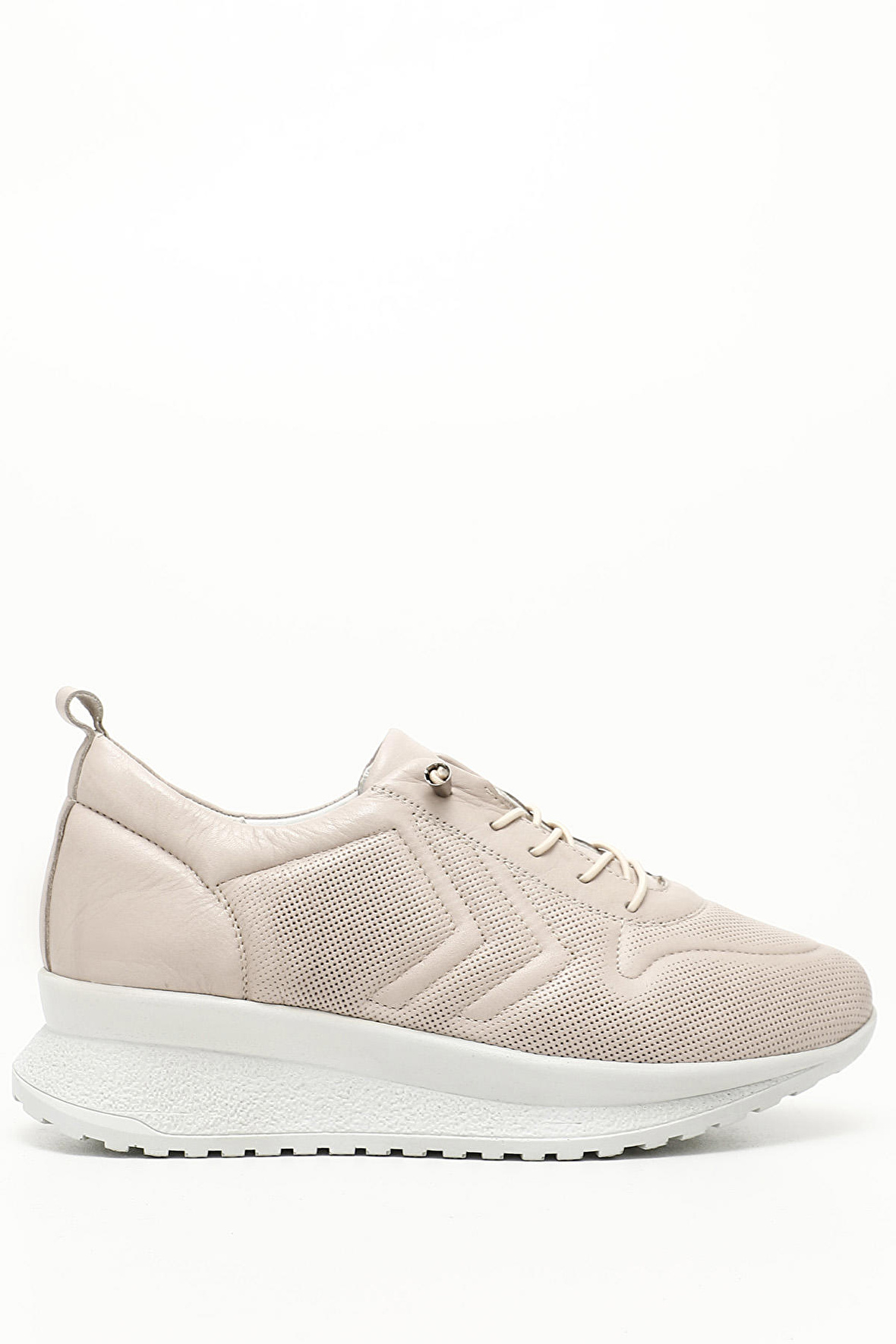 GRİ Gön Hakiki Deri Yuvarlak Burun Dolgu Taban Bağcıklı Spor Kadın Sneaker 45088