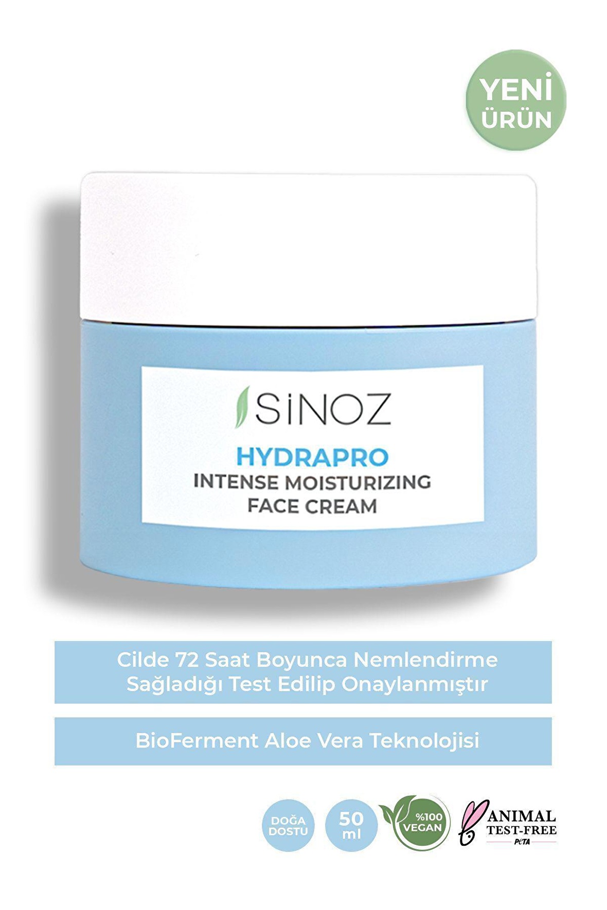 Sinoz Hydrapro Yoğun Nemlendirici Yüz Bakım Kremi (BİOFERMENT ALOEVERA TEKNOLOJİSİ) 50 ml