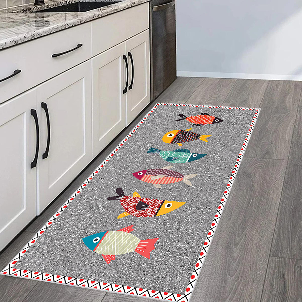 Dijital Baskı Yıkanabilir Kaymaz Taban Mutfak Halısı Ve Yolluk RVG2111-SM217