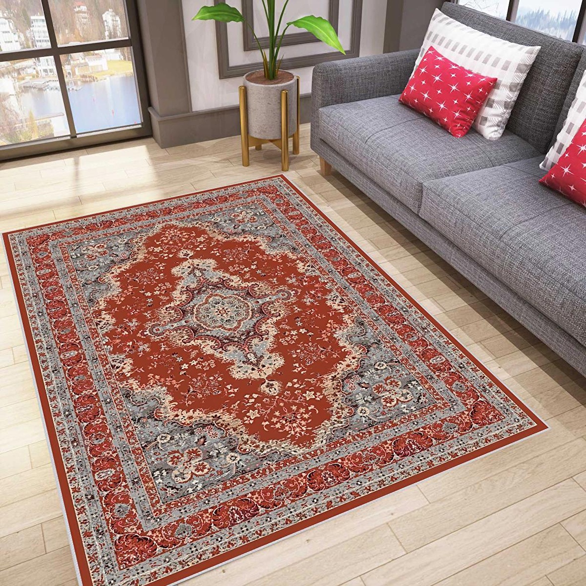 Dijital Baskı Yıkanabilir Kaymaz Taban Salon Halısı Ve Yolluk RVG0784