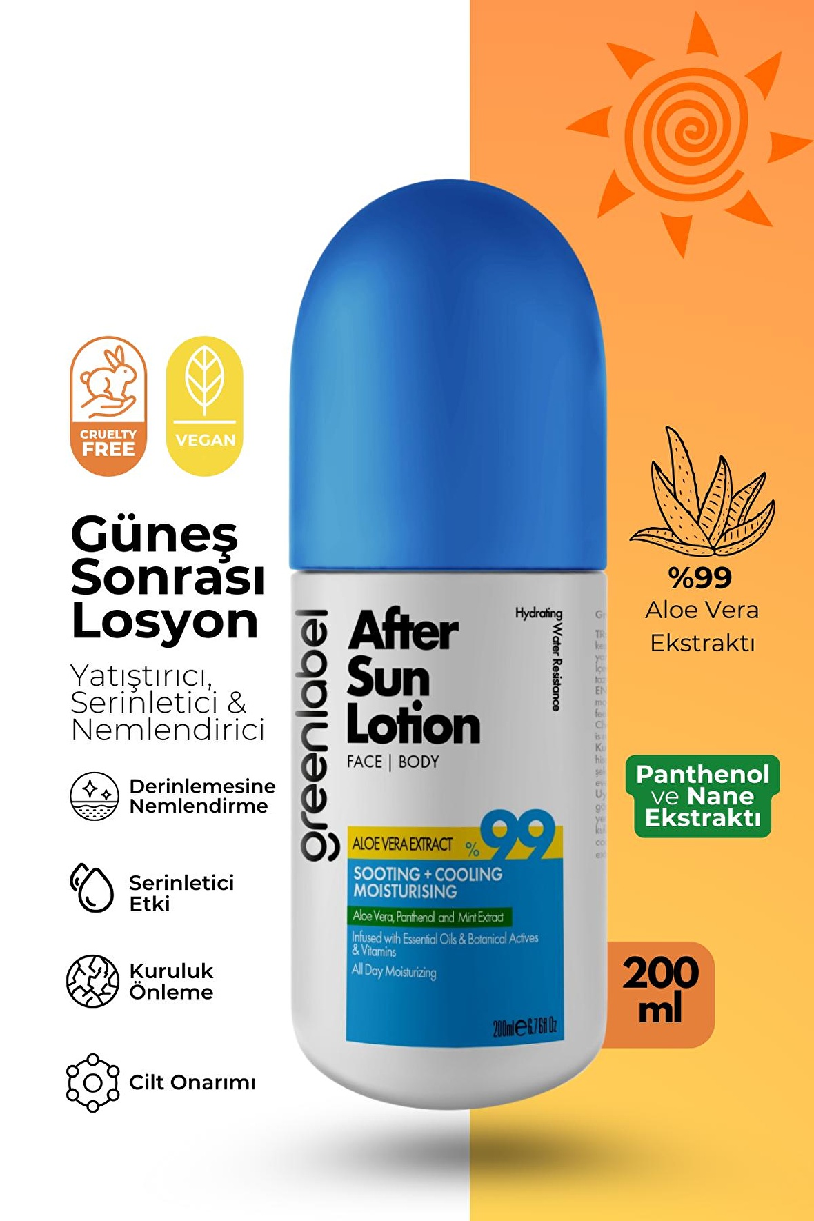 GREENLABEL After Sun Lotion- Güneş Sonrası Losyon 200ml