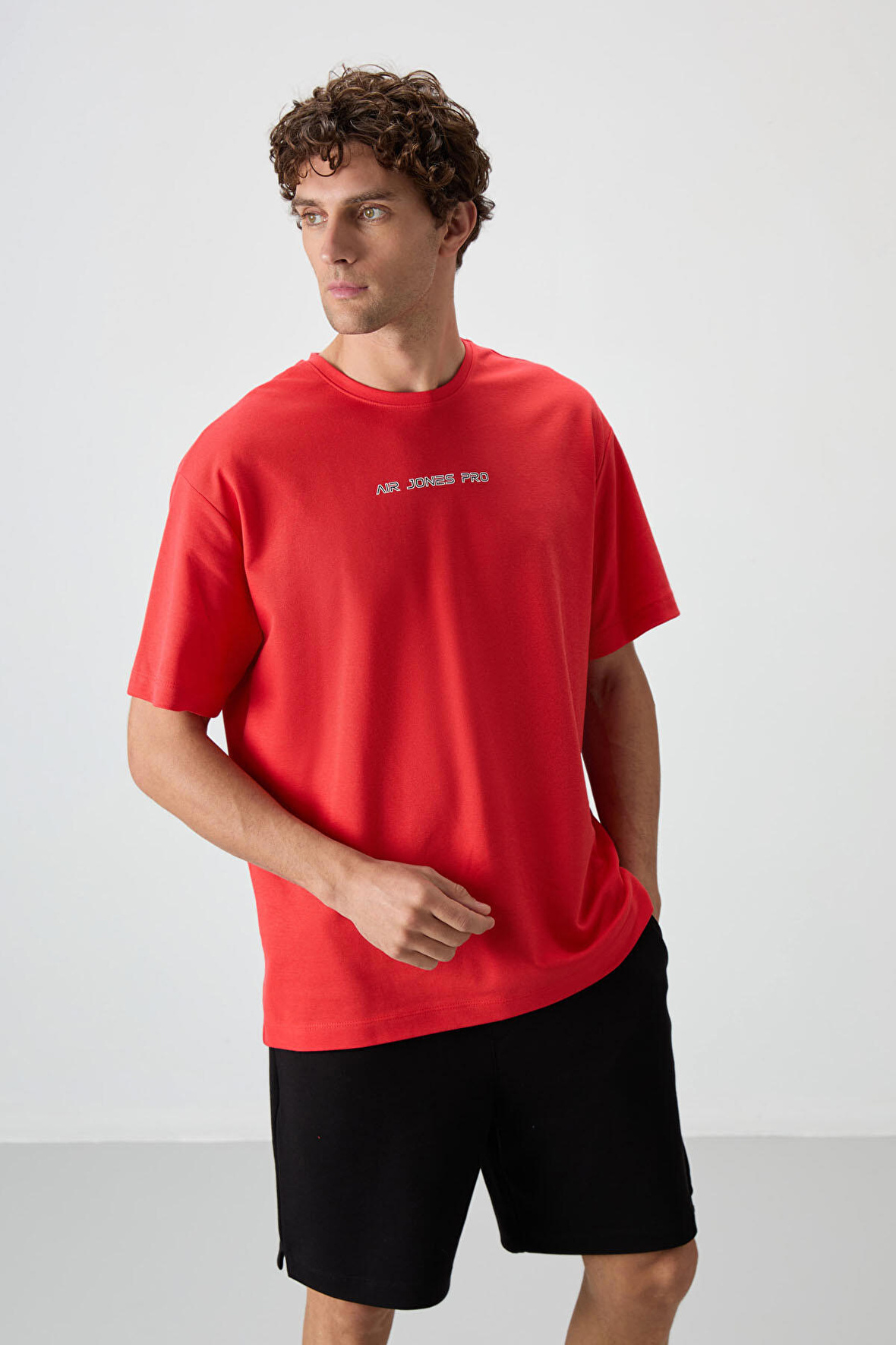 Fiesta Pamuklu Kalın Yüzeyi Dokulu Oversize Fit  Baskılı Erkek T-Shirt - 88364
