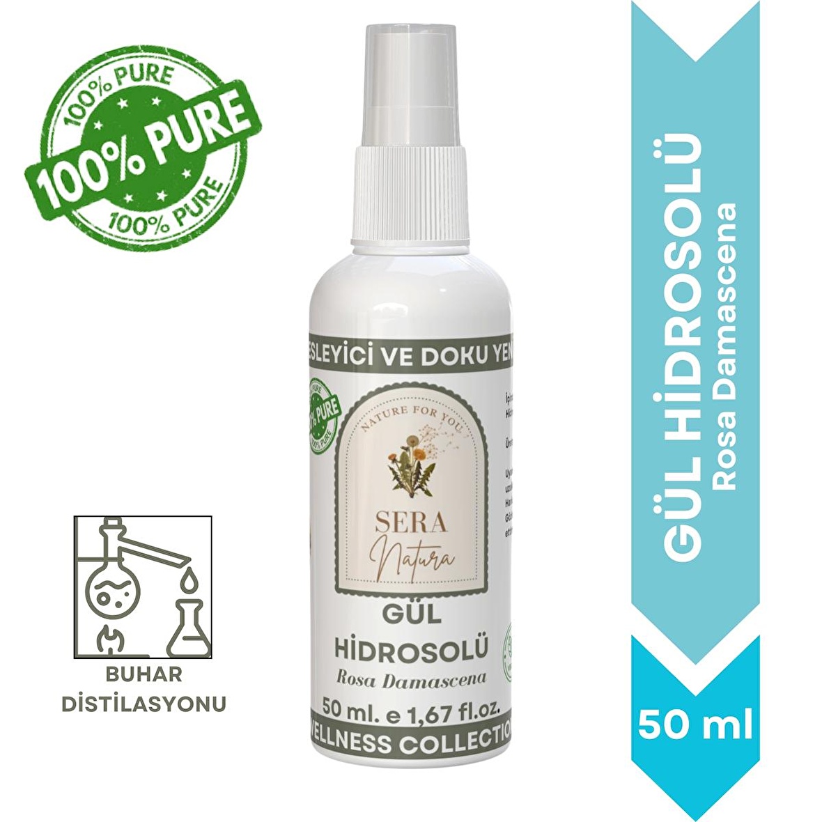 Gül Hidrosolü 50 ml. %100 Saf