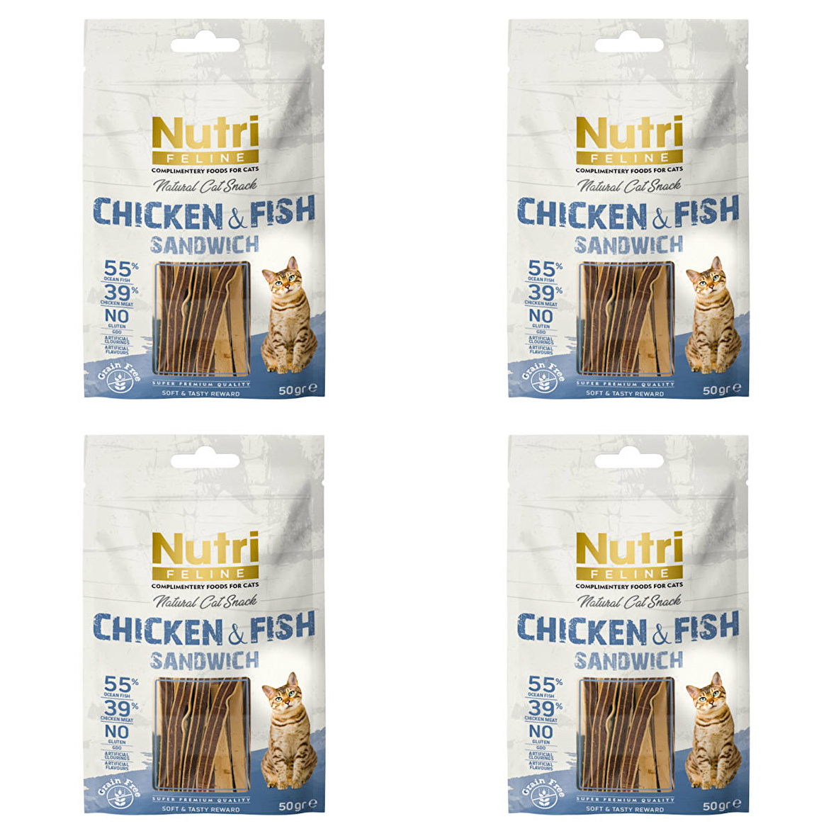 NF Tavuk&Balık Etli Sandvic Tahılsız Nutri Feline 50Gr Kedi Ödülü