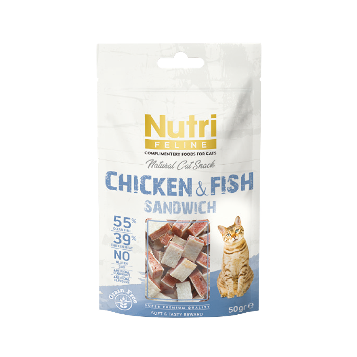 NF Tavuk&Balık Etli Sandvic Tahılsız Nutri Feline 50Gr Kedi Ödülü