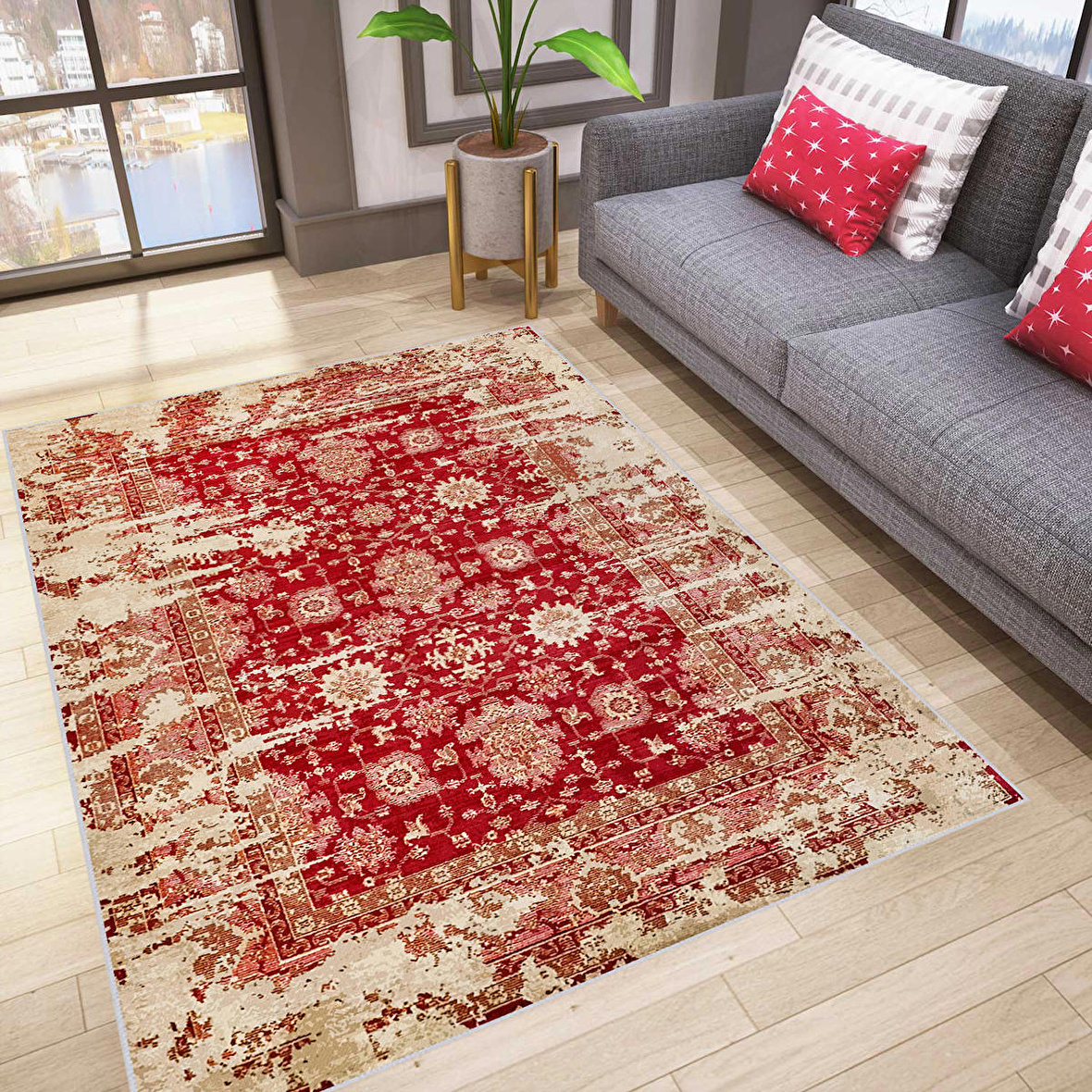 Dijital Baskı Yıkanabilir Kaymaz Taban Salon Halısı Ve Yolluk RVG0783