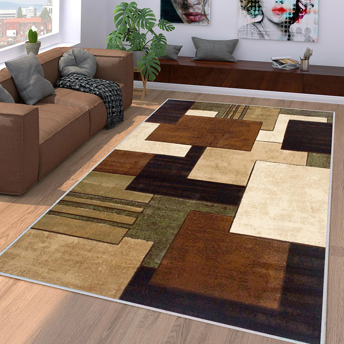 Dijital Baskı Yıkanabilir Kaymaz Taban Salon Halısı Ve Yolluk RVG1093