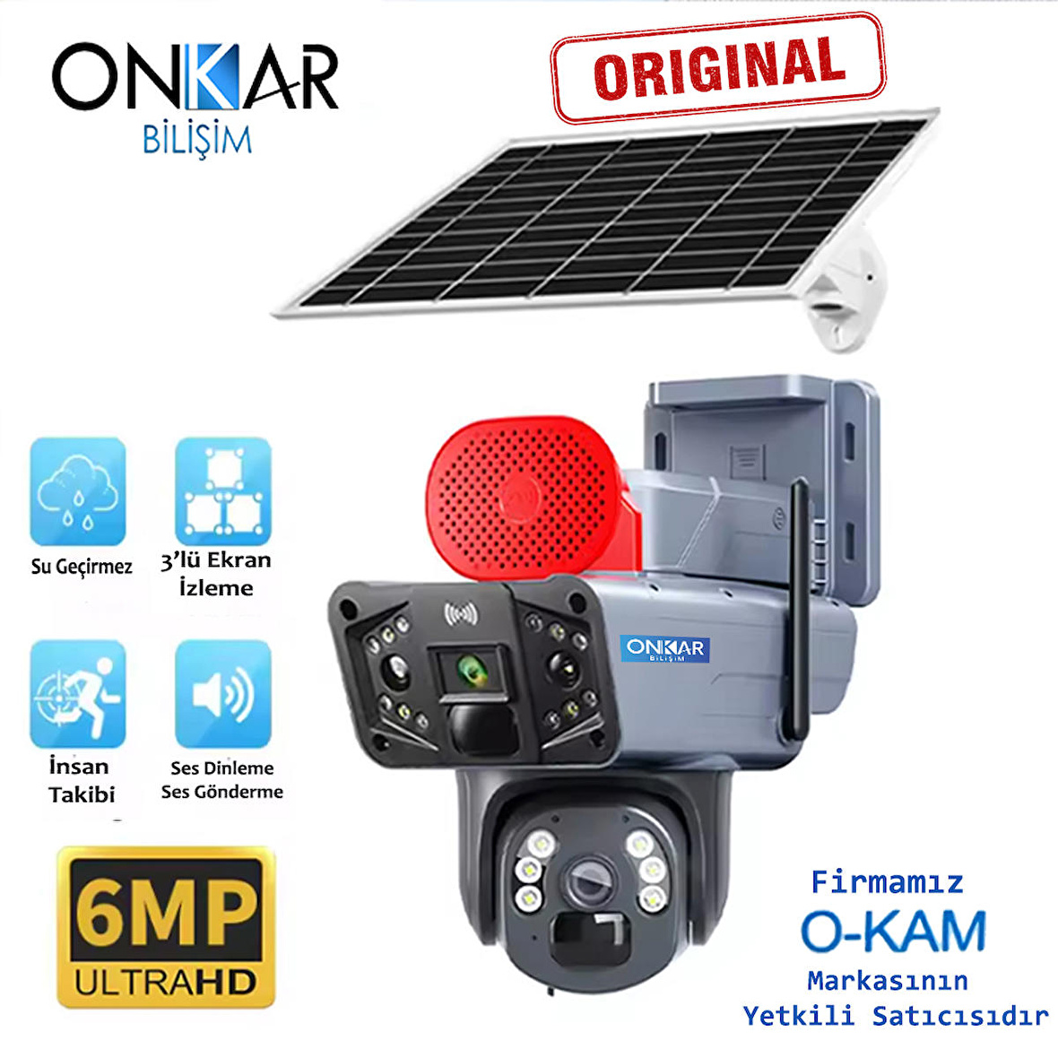 O-KAM 3915 4G SİM KARTLI GÜNEŞ ENERJİLİ GÜVENLİK KAMERASI