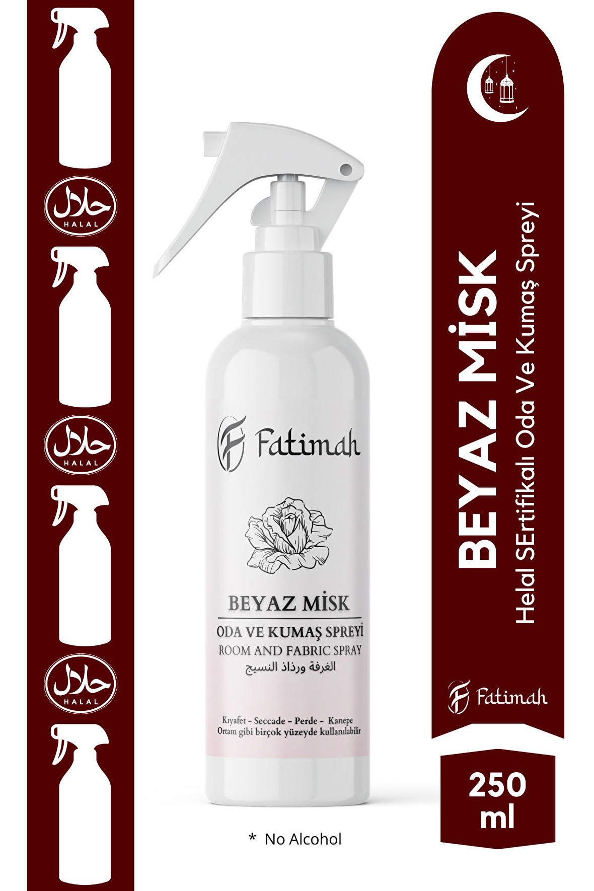 Beyaz Misk Oda Ve Kumaş Spreyi Seccade Spreyi Oda Kokusu Koku Çamaşır Spreyi 250ml