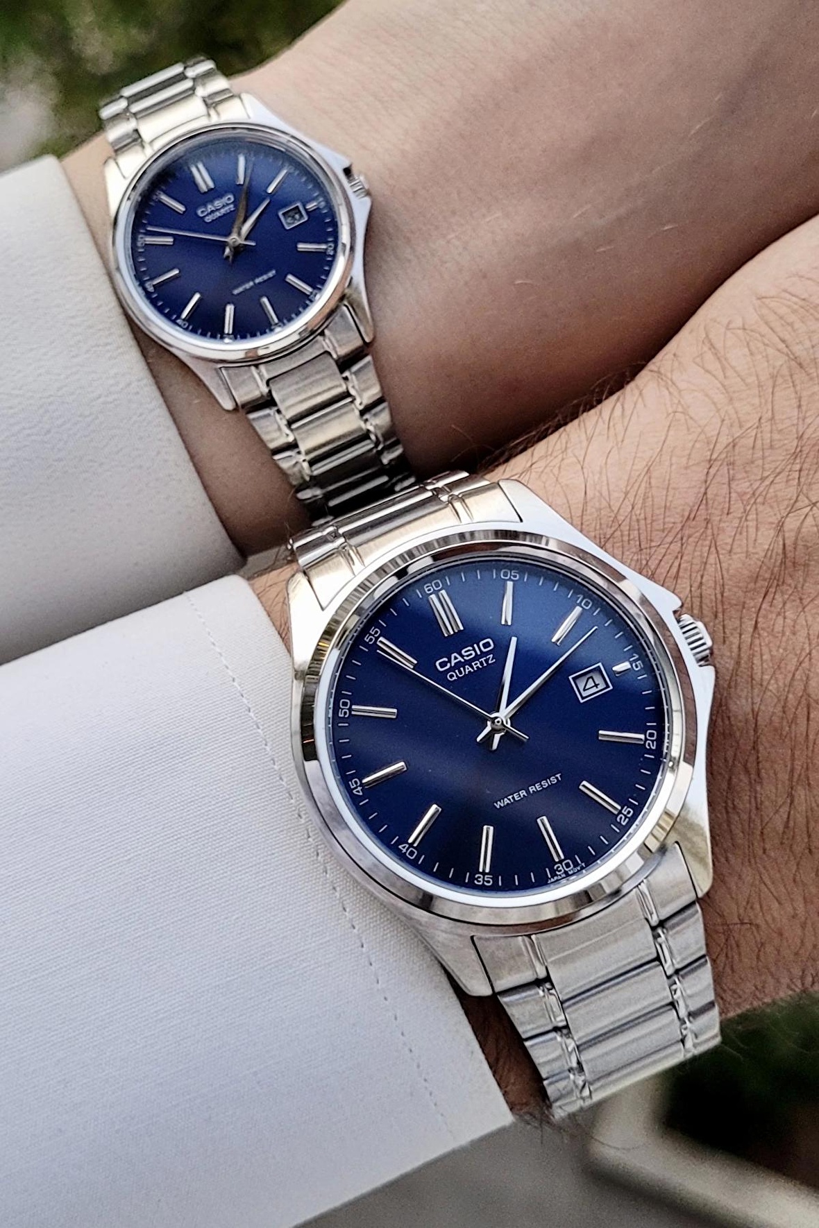 Casio CSISTE79 Kadranı Lacivert Kordonu Gümüş Renk Hediye Paketli Sevgili Çift Kol Saati