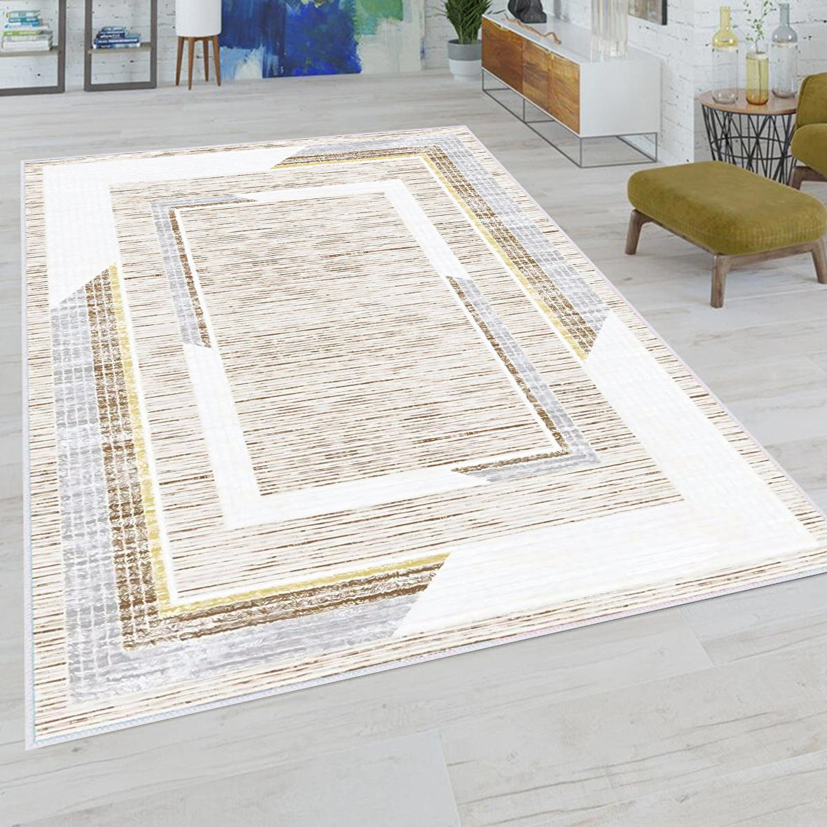 Dijital Baskı Yıkanabilir Kaymaz Taban Salon Halısı Ve Yolluk RVG0691