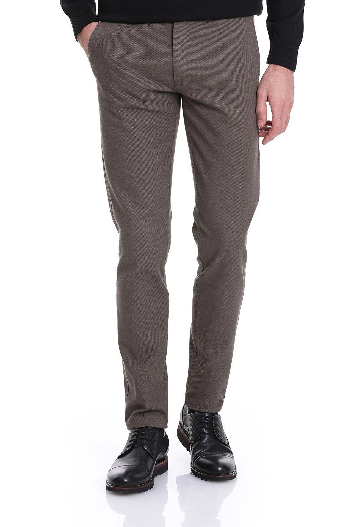 Haki Slim Fit Desenli Pamuklu Yandan Cep Kanvas Pantolon | 31