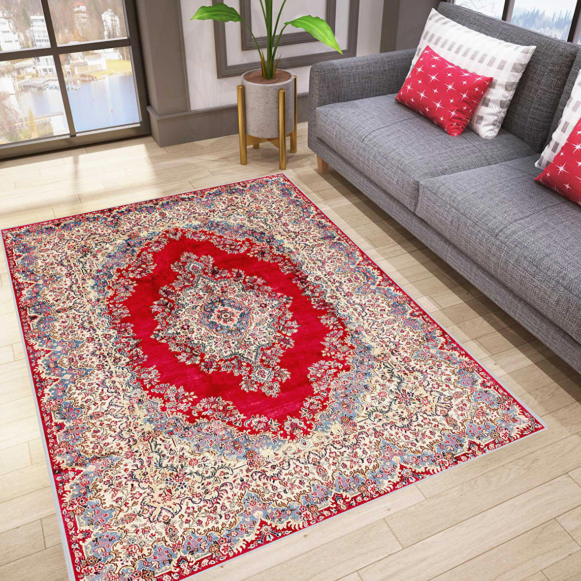 Dijital Baskı Yıkanabilir Kaymaz Taban Salon Halısı Ve Yolluk RVG0782