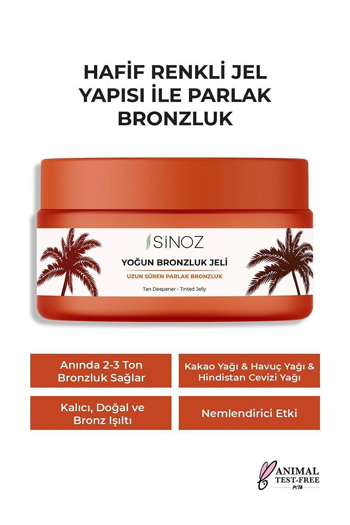 Sinoz Yoğun Bronzlaştırıcı Jel 200 ml Hindistan Cevizi Kakao Havuç Yağı Içeren