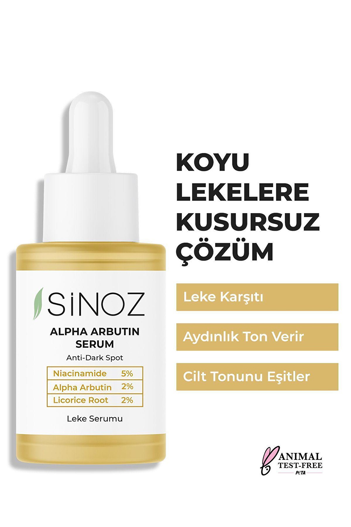 Sinoz Koyu Leke Karşıtı Arbutin Cilt Serumu (Niacinamide 5% + Alpha Arbutin 2%) 30 ML