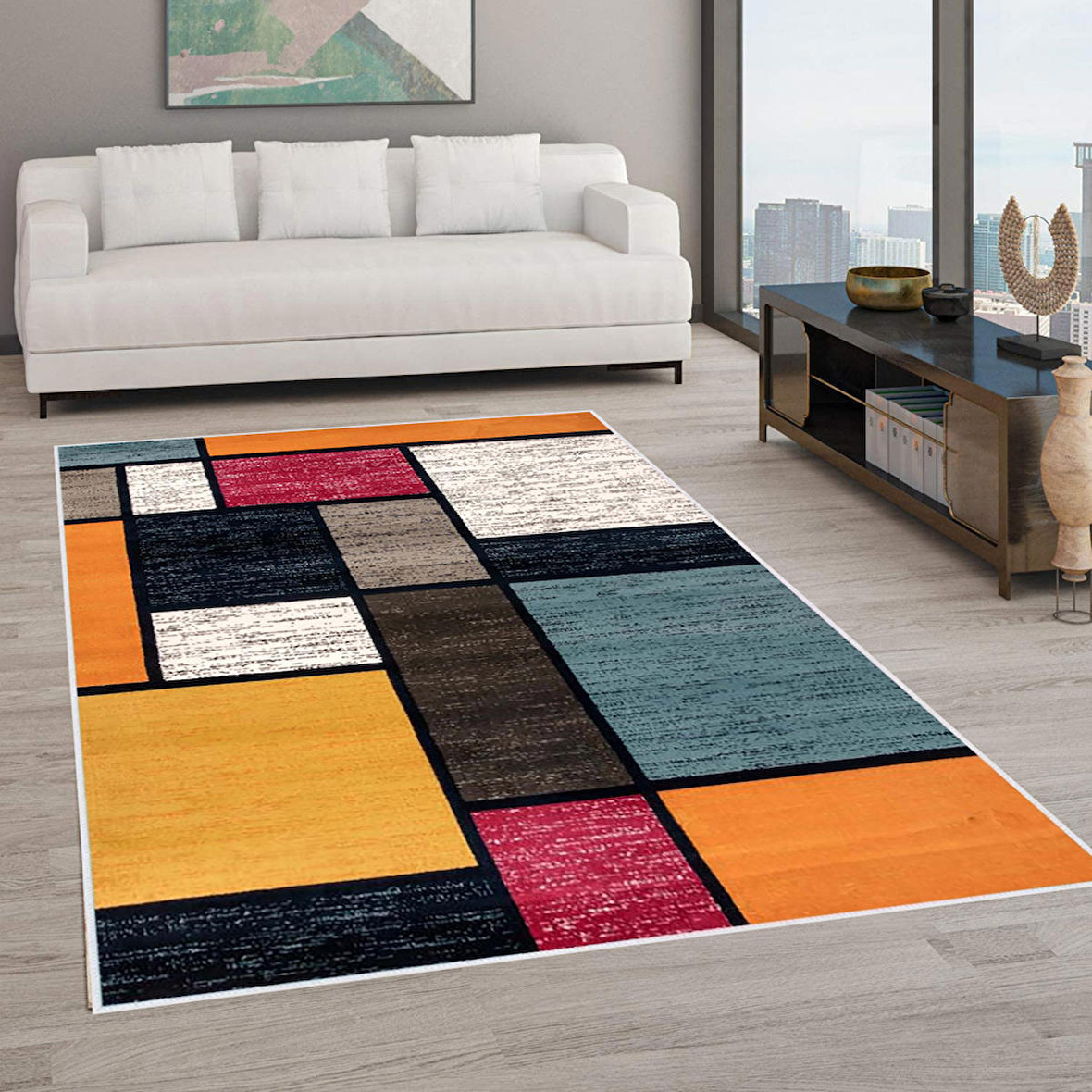 Dijital Baskı Yıkanabilir Kaymaz Taban Salon Halısı Ve Yolluk RVG0572